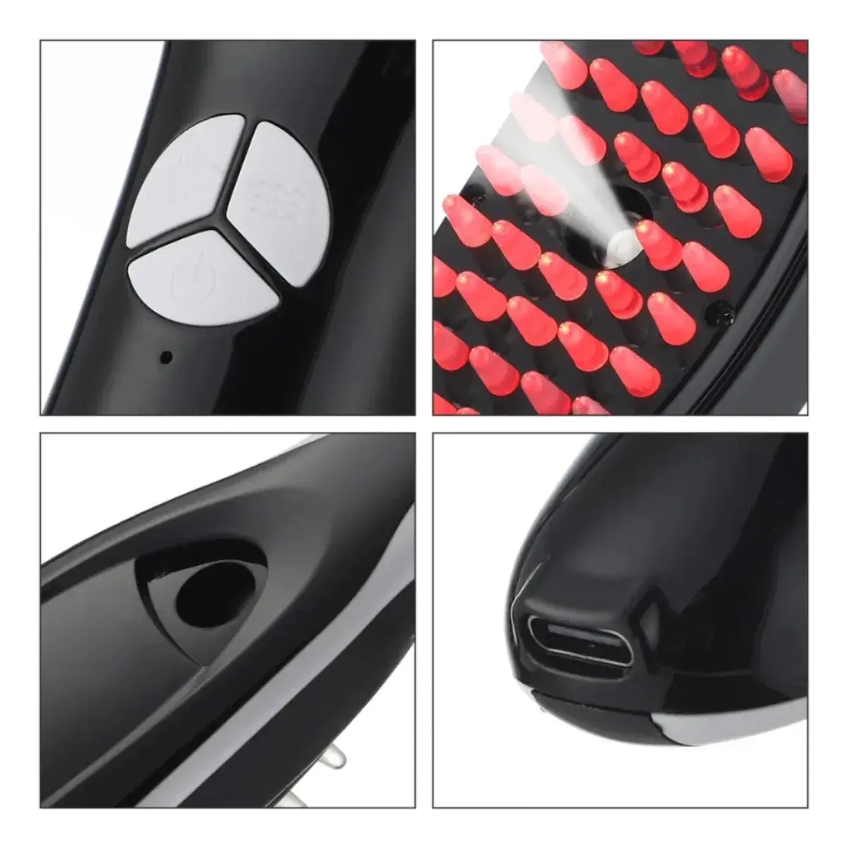 PEINE CEPILLO MASAJEADOR LED CUIDADO CAPILAR FOTOTERAPIA REDUCE FRIZZ ANTICAIDA NANOFOG - 4