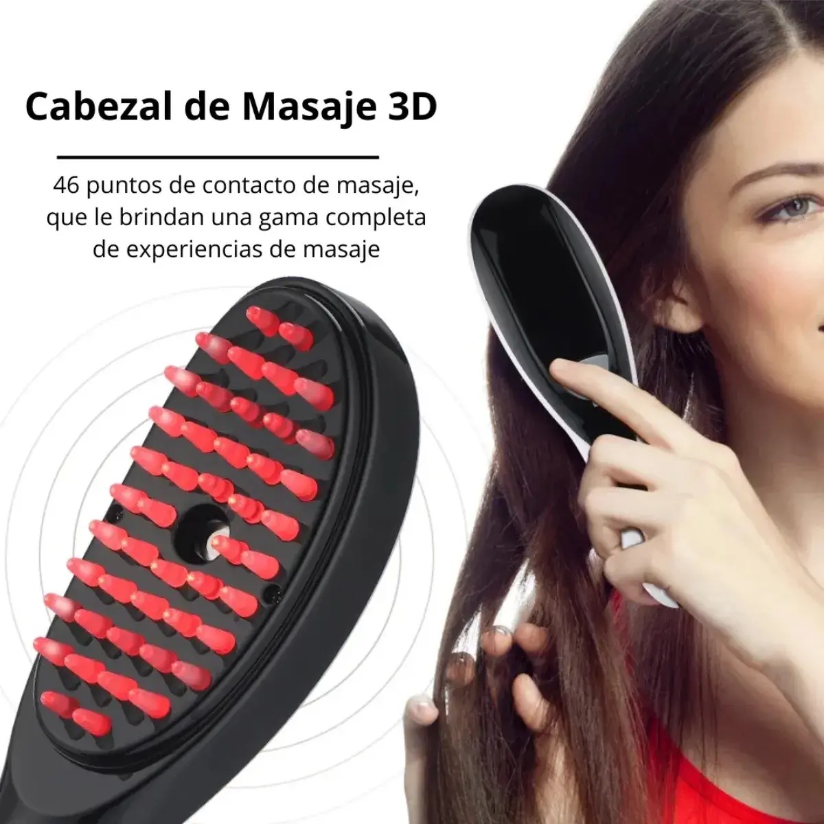 PEINE CEPILLO MASAJEADOR LED CUIDADO CAPILAR FOTOTERAPIA REDUCE FRIZZ ANTICAIDA NANOFOG - 5