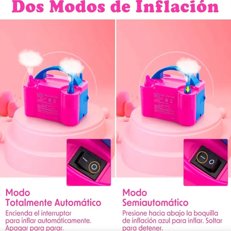 INFLADOR DE GLOBOS ELECTRICO PORTATIL DOBLE BOQUILLA 600W - 3