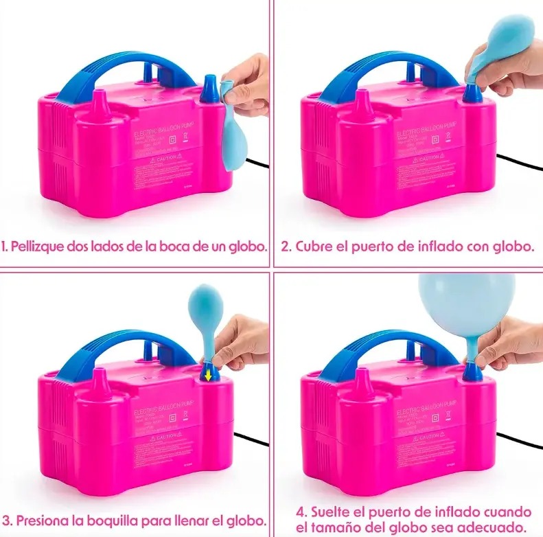 INFLADOR DE GLOBOS ELECTRICO PORTATIL DOBLE BOQUILLA 600W - 4