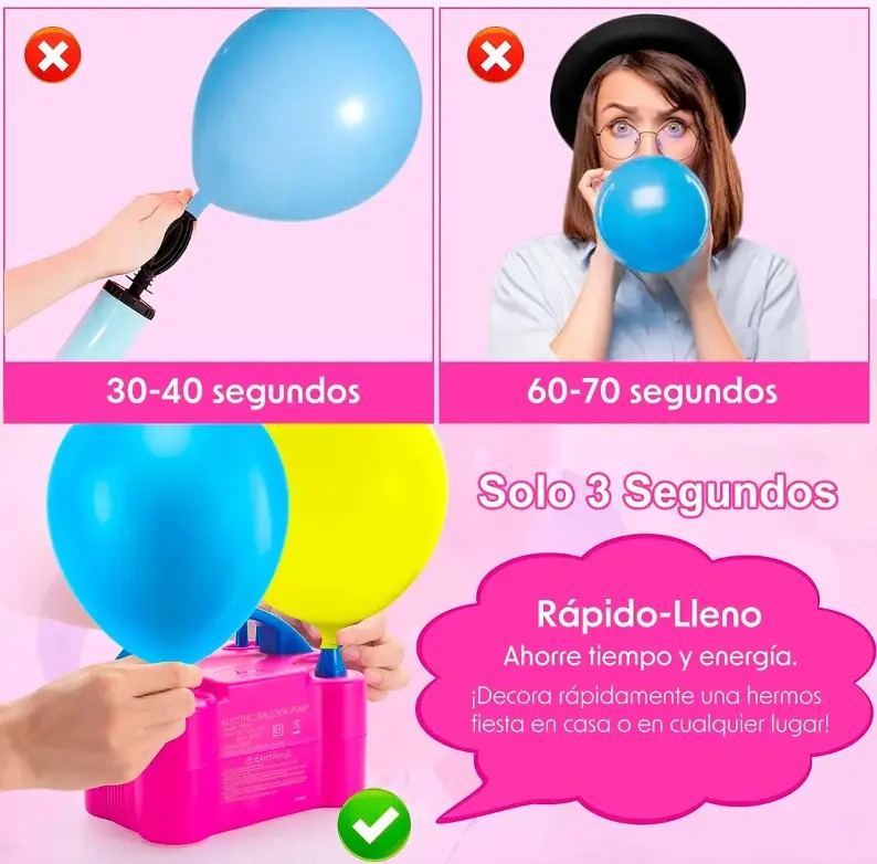 INFLADOR DE GLOBOS ELECTRICO PORTATIL DOBLE BOQUILLA 600W - 5