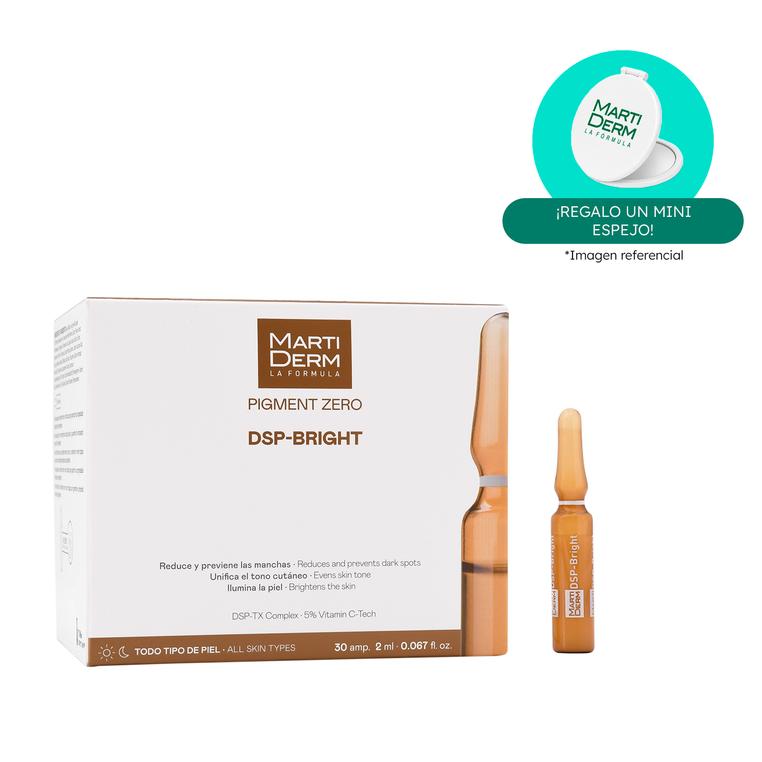 AMPOLLA DSP BRIGHT PIGMENT ZERO 30 X 2ML MARTIDERM - 1