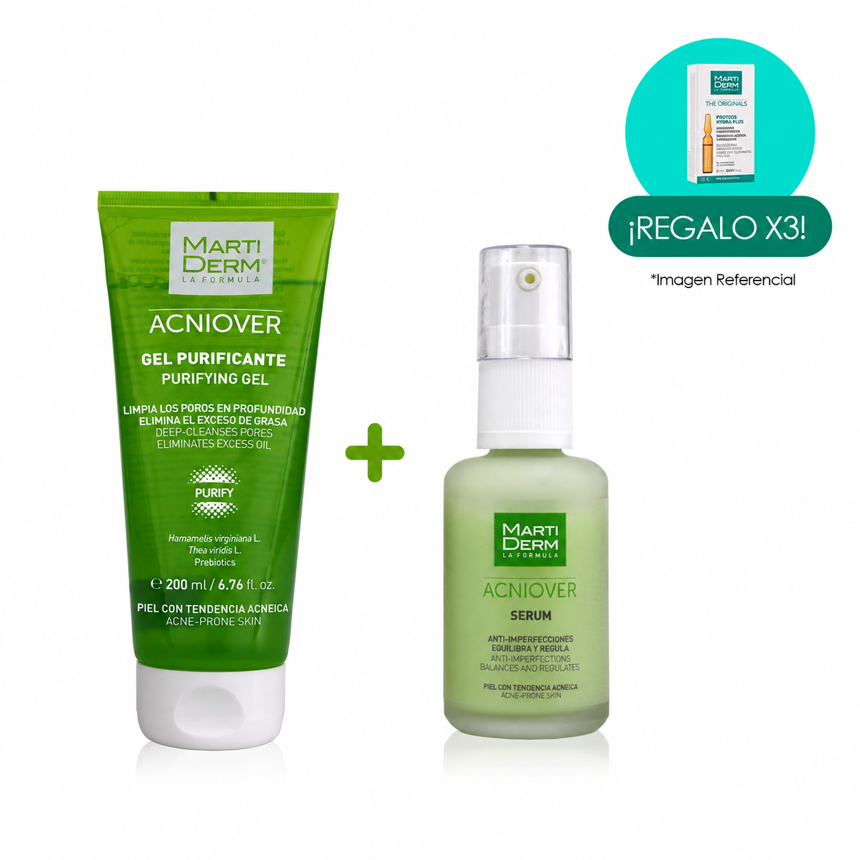 PACK TRATAMIENTO FACIAL GEL PURIFICANTE ACNIOVER + SERUM ACNIOVER - 1