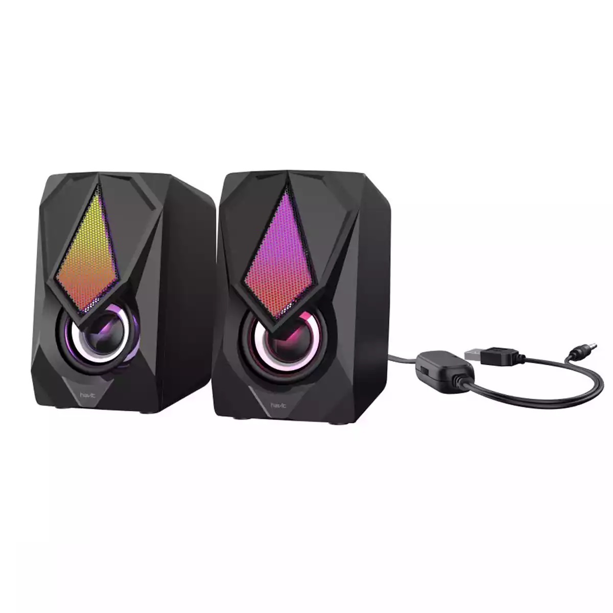 PARLANTE GAMER RGB GAMENOTE HAVIT SK563, 2.0 AUDIO ESTÉREO PARA PC, LAPTOP C/NEGRO - 3
