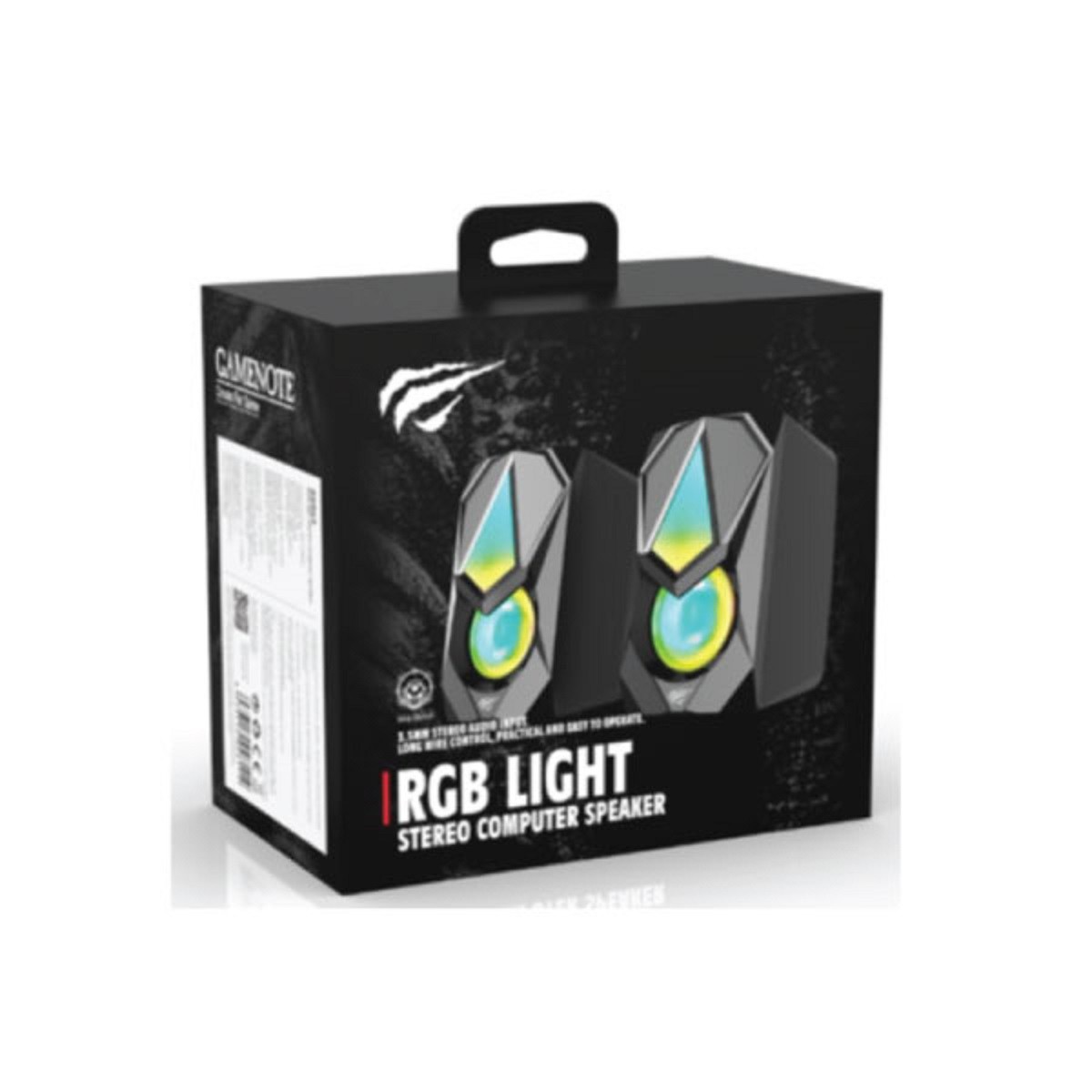 PARLANTE GAMER RGB GAMENOTE HAVIT SK563, 2.0 AUDIO ESTÉREO PARA PC, LAPTOP C/NEGRO - 4