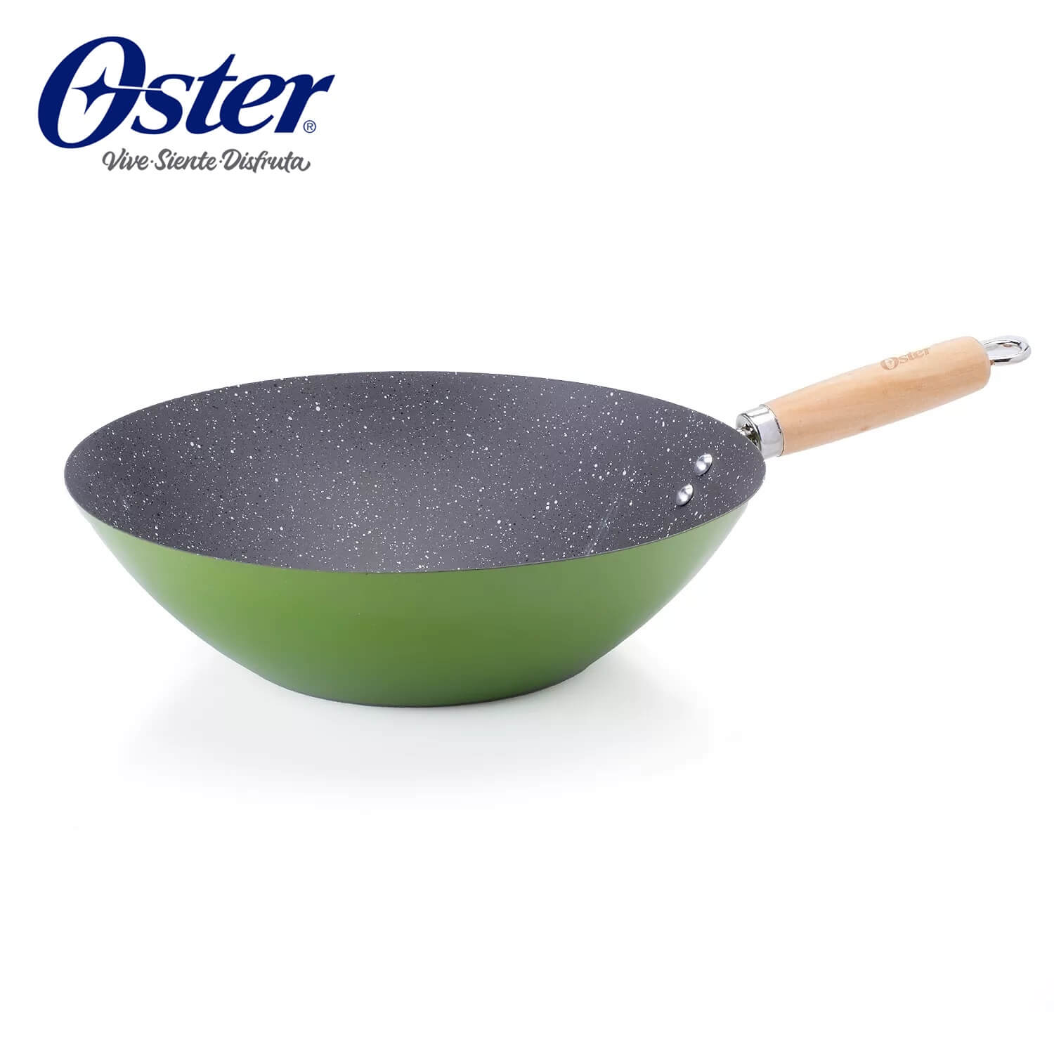 WOK DE ACERO AL CARBONO 30CM OSTER DENALI, RENDIMIENTO LEGENDARIO DISEÑADO PARA DURAR COLOR VERDE - 1