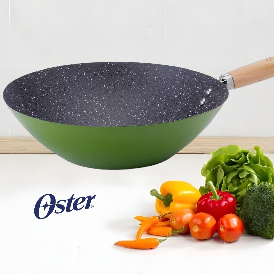 WOK DE ACERO AL CARBONO 30CM OSTER DENALI, RENDIMIENTO LEGENDARIO DISEÑADO PARA DURAR COLOR VERDE - 3