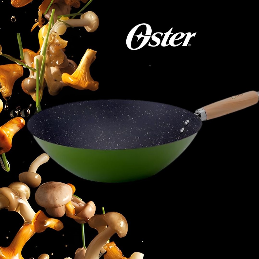 WOK DE ACERO AL CARBONO 30CM OSTER DENALI, RENDIMIENTO LEGENDARIO DISEÑADO PARA DURAR COLOR VERDE - 5
