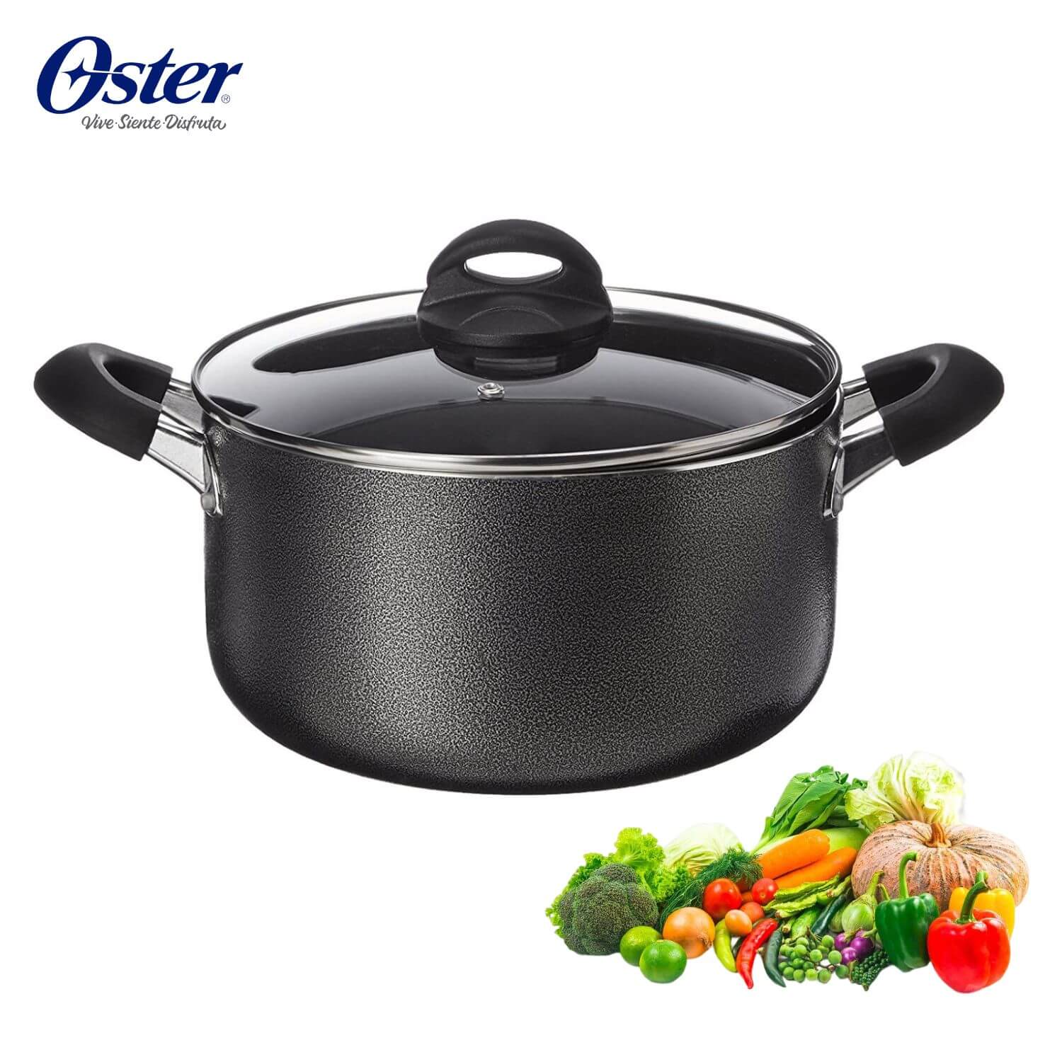 OLLA ALUMINIO 25CM (5,7L) CON TAPA OSTER CLAIRBORNE GRIS - 1