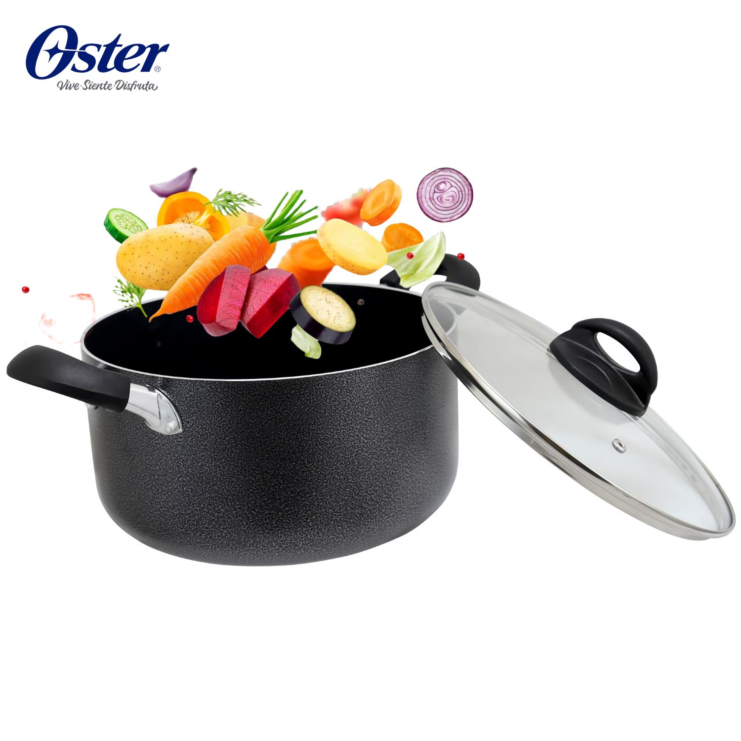 OLLA ALUMINIO 25CM (5,7L) CON TAPA OSTER CLAIRBORNE GRIS - 2