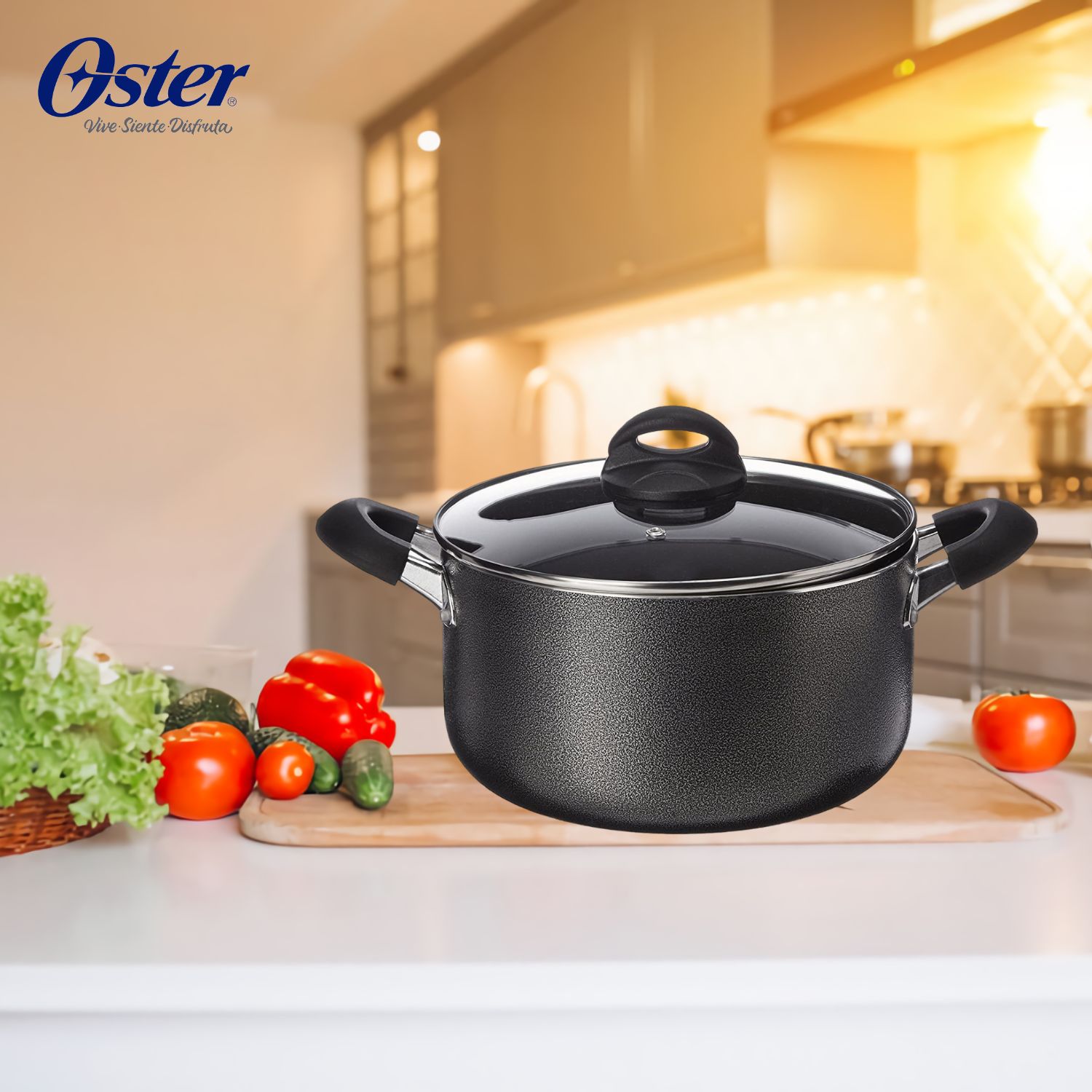 OLLA ALUMINIO 25CM (5,7L) CON TAPA OSTER CLAIRBORNE GRIS - 4
