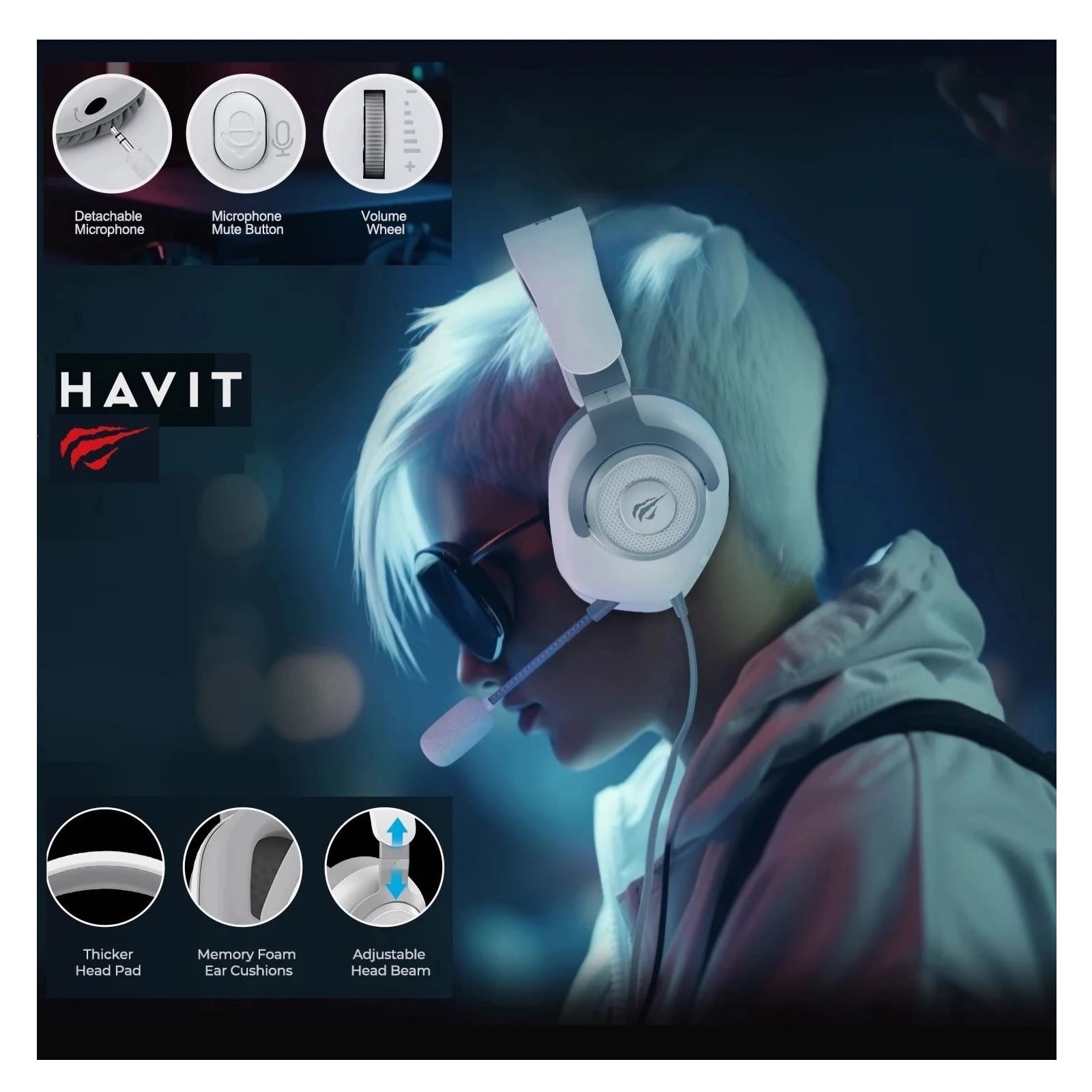 AUDÍFONO GAMER HAVIT H2230U SONIDO 7,1 NEGRO - 6