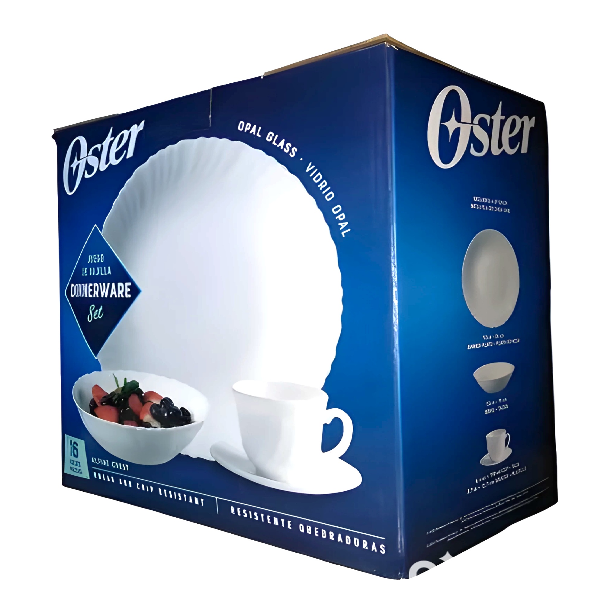 JUEGO VAJILLA OPAL GLASS 16 PIEZAS OSTER ALPINE CREST BLANCO - 2
