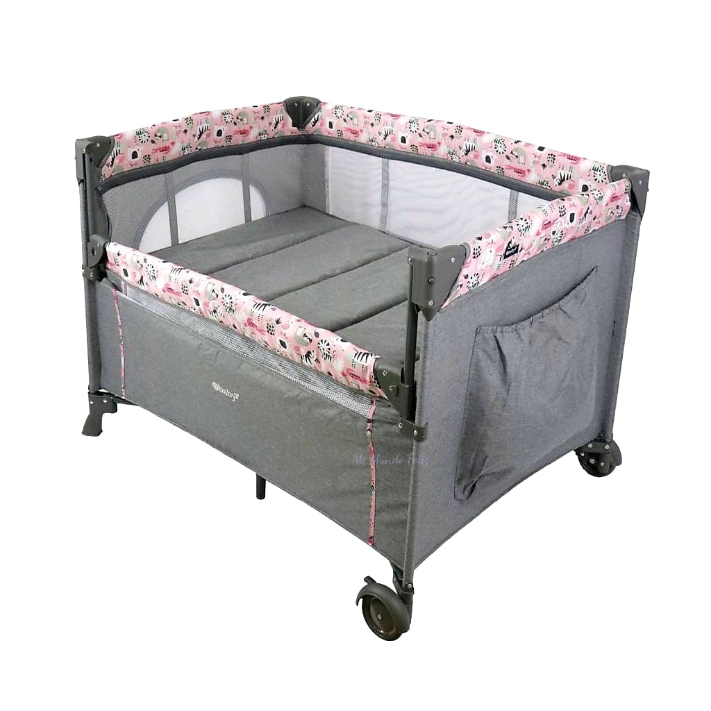 CUNA CORRAL PARA BEBE FUNCION COLECHO TULL MOSQUITERO ROSADO - 2