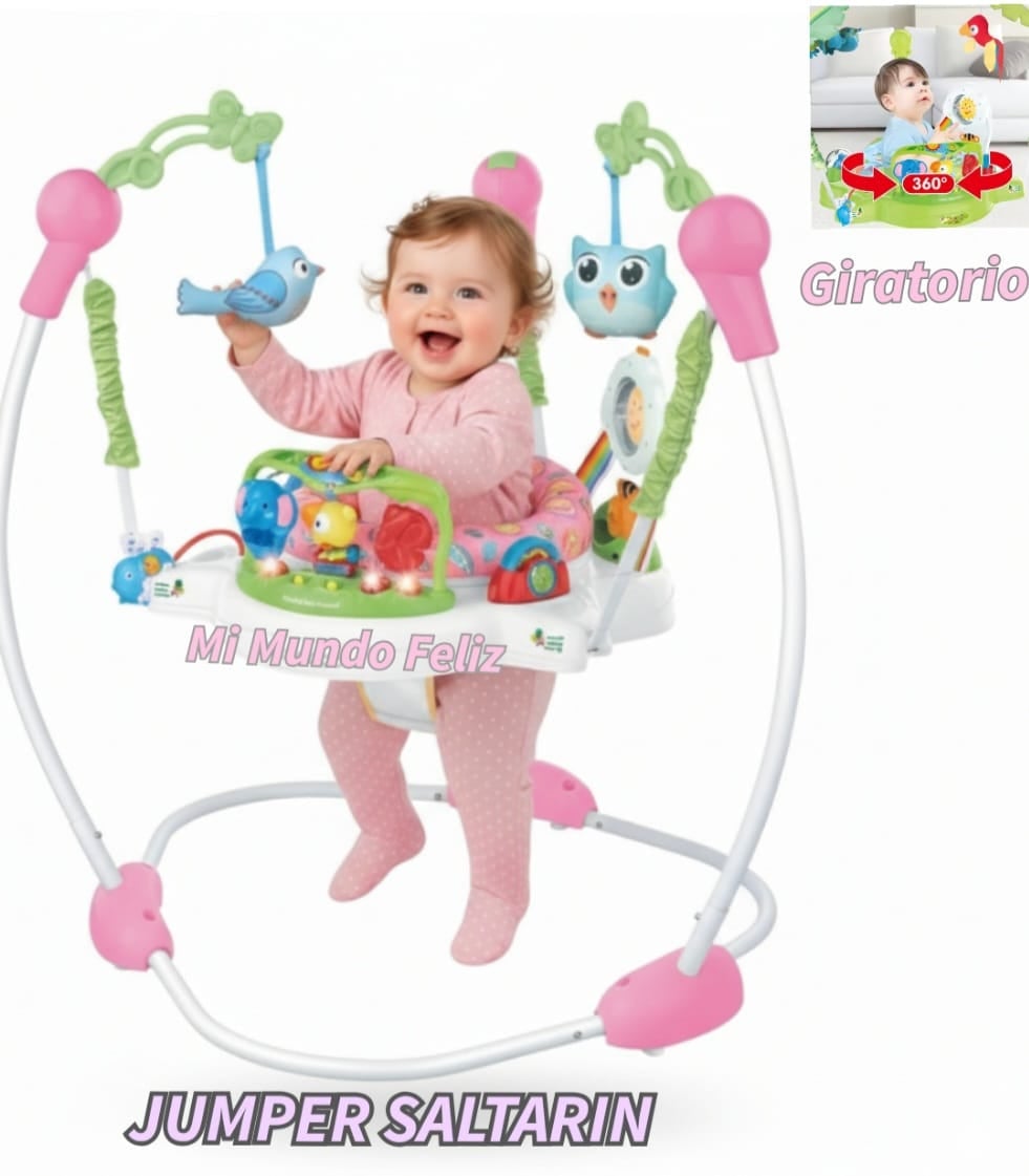 SALTARIN PARA BEBE ASIENTO GIRATORIO NIVELES ALTURA ROSADO - 1