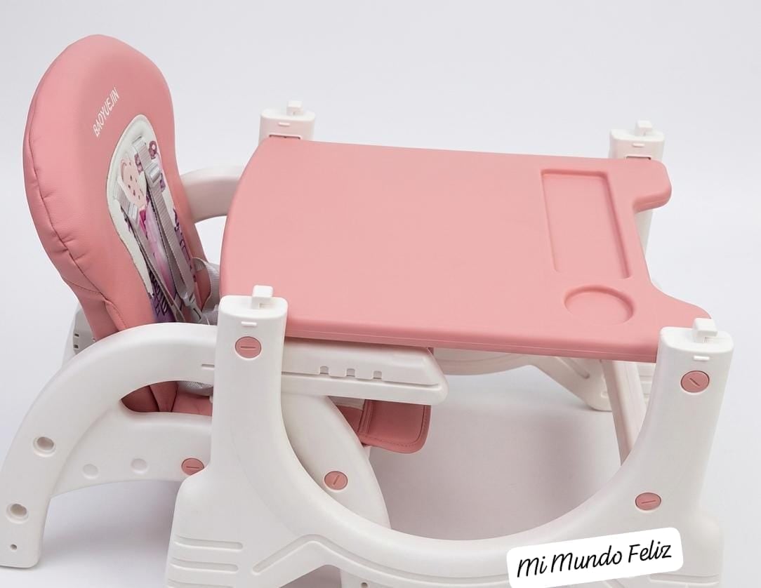 SILLA DE COMER PARA BEBE 3 EN 1 CARPETA MECEDORA ROSADA - 3