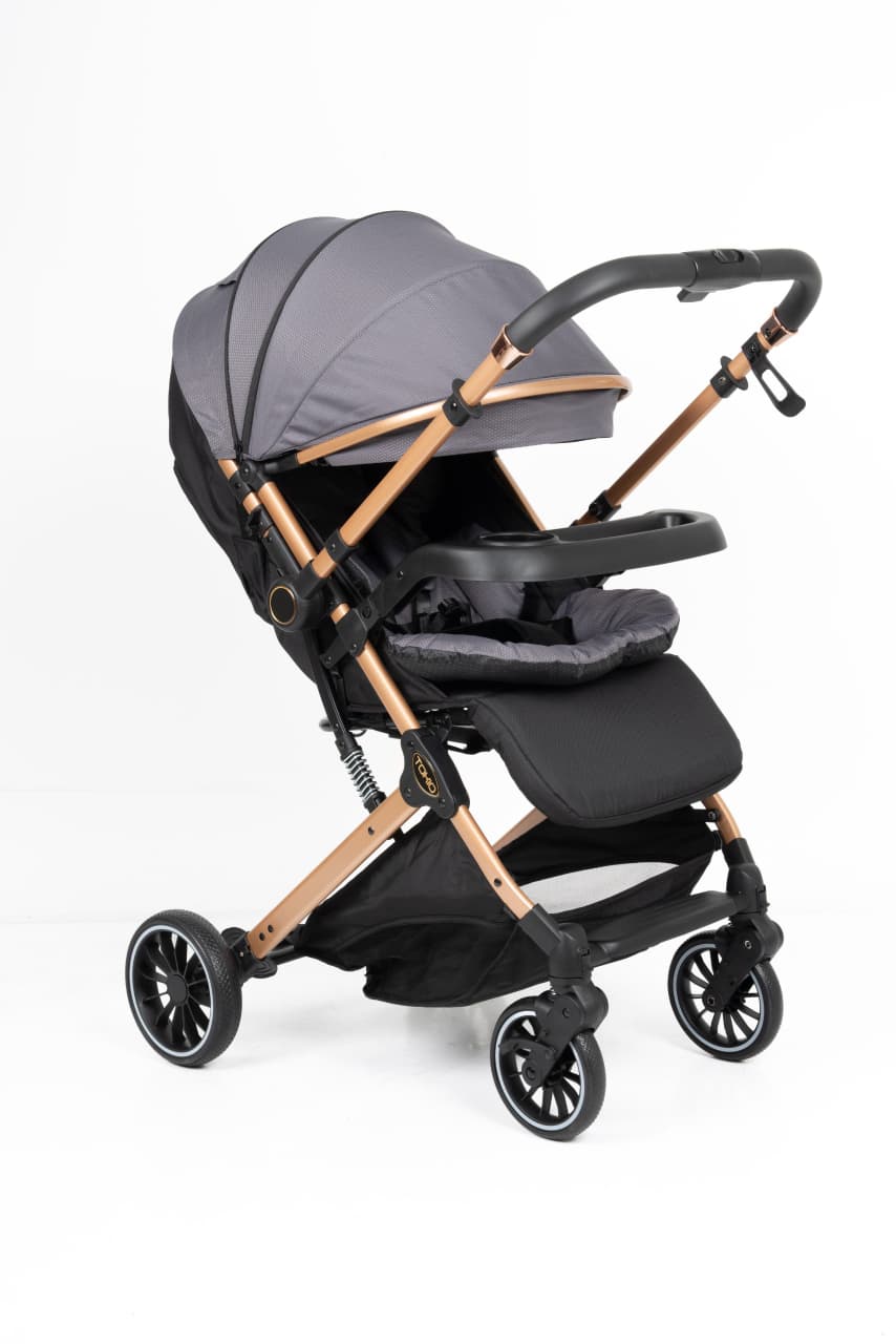 COCHE PARA BEBE GOLDEN MANGO REVERSIBLE GRIS - 3