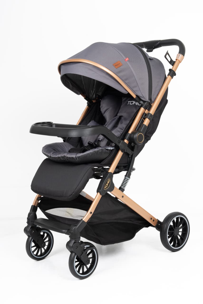 COCHE PARA BEBE GOLDEN MANGO REVERSIBLE GRIS - 4