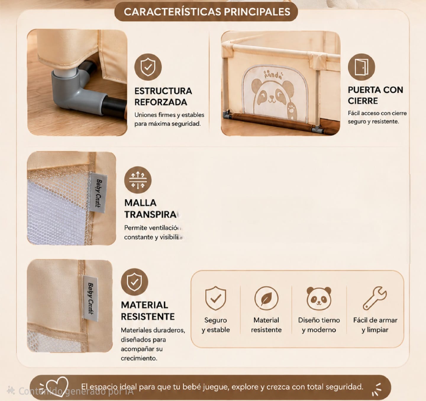 CORRAL PARA BEBE CON ENTRADA BEIGE CORRALITO - 2