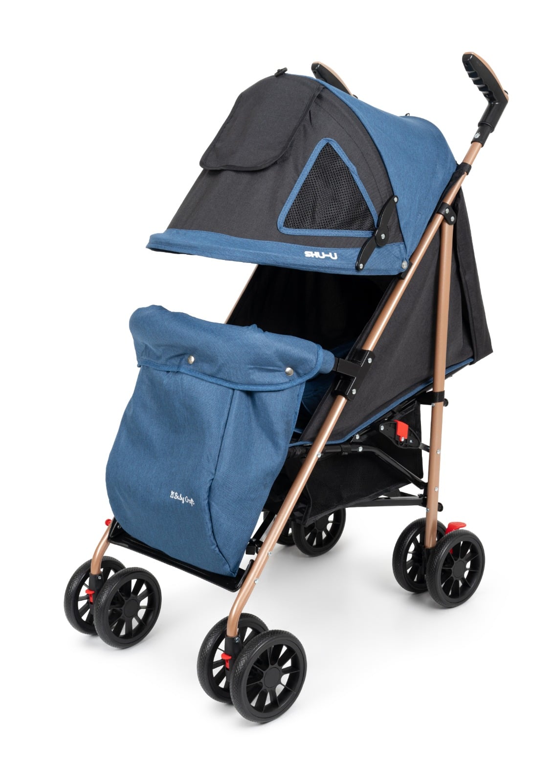 COCHE BASTON PARA BEBE PLEGABLE  AZUL ACOLCHADO - 2