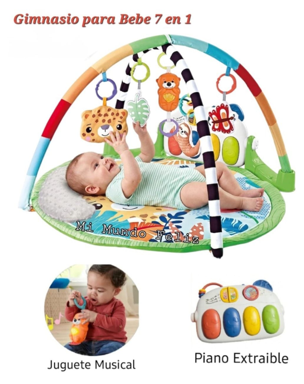 GIMNASIO PARA BEBE CON SONIDOS  7 EN 1 SAFARI LION - 1