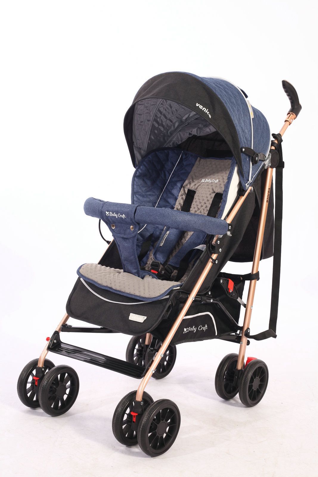 COCHE BASTON PARA BEBE AMPLIO ACOLCHADO GOLD GRAY - 3