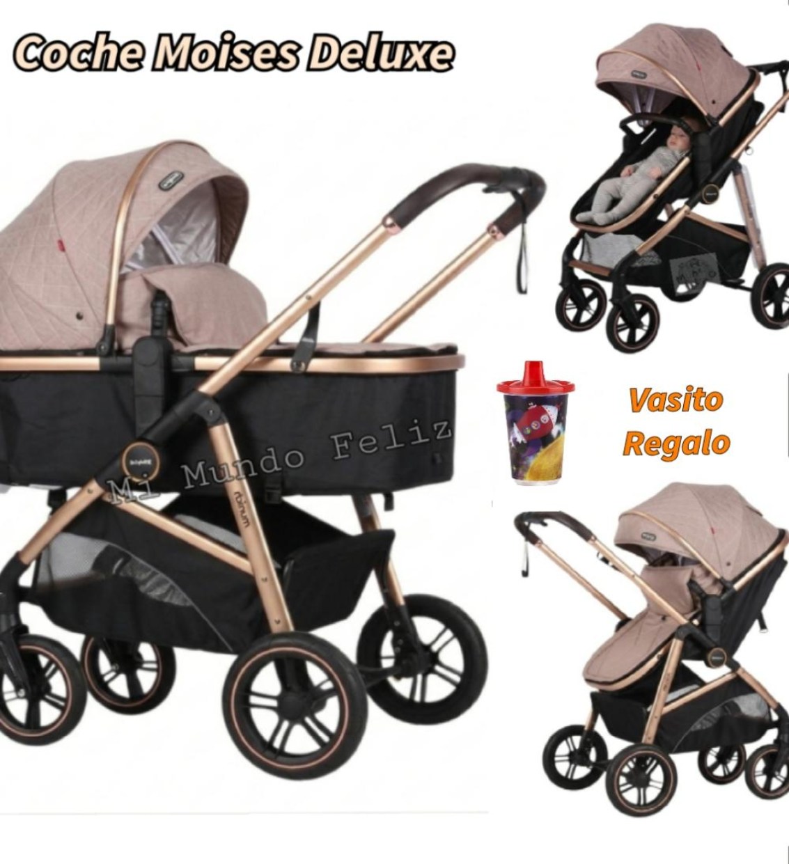 COCHE PARA BEBE AMPLIO GOLD MOISES DELUXE - 1