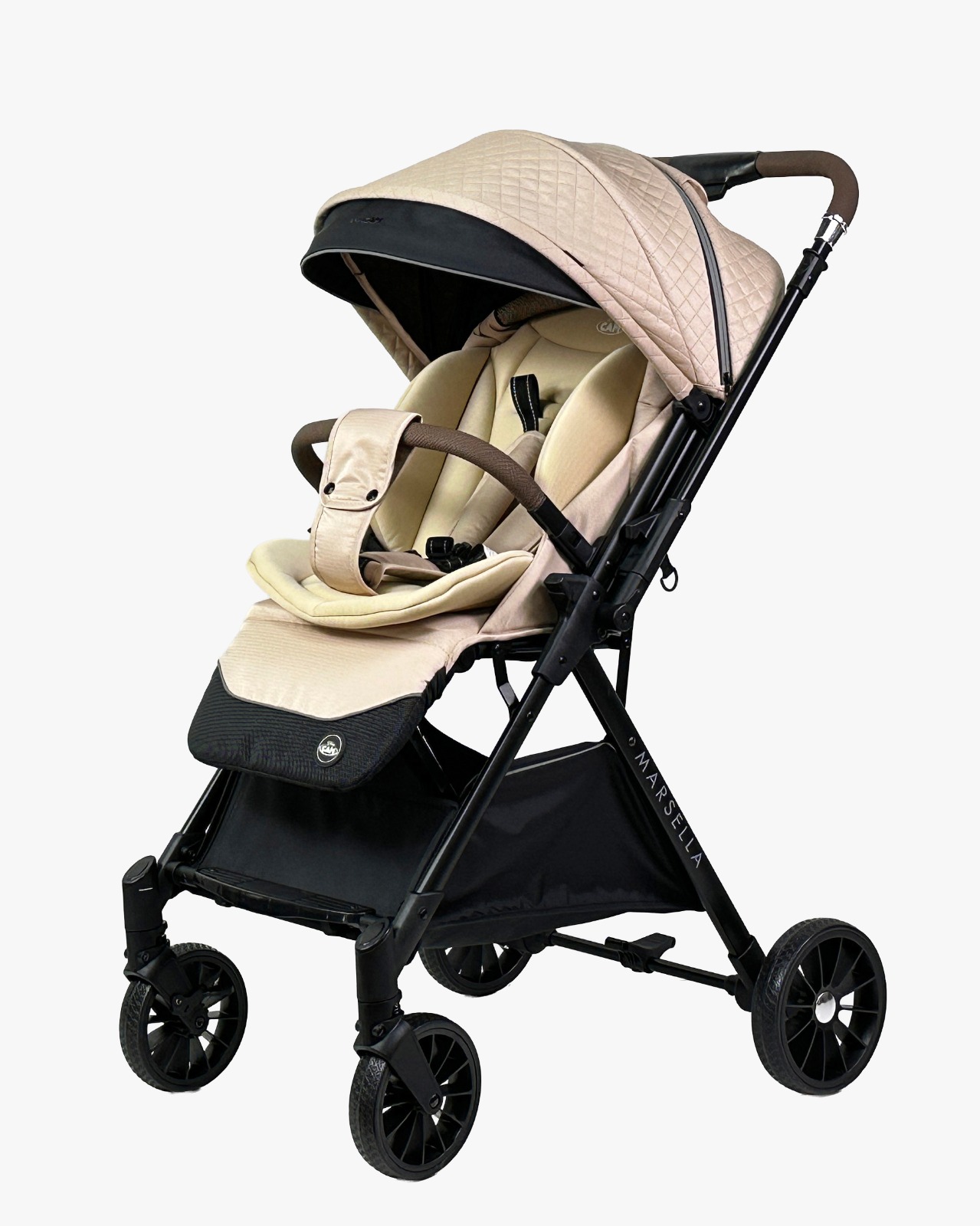 COCHE MOISÉS EBABY KONFORTS MULTICOLOR PARA BEBE LLANTAS CAUCHO DORADO BABY - 3