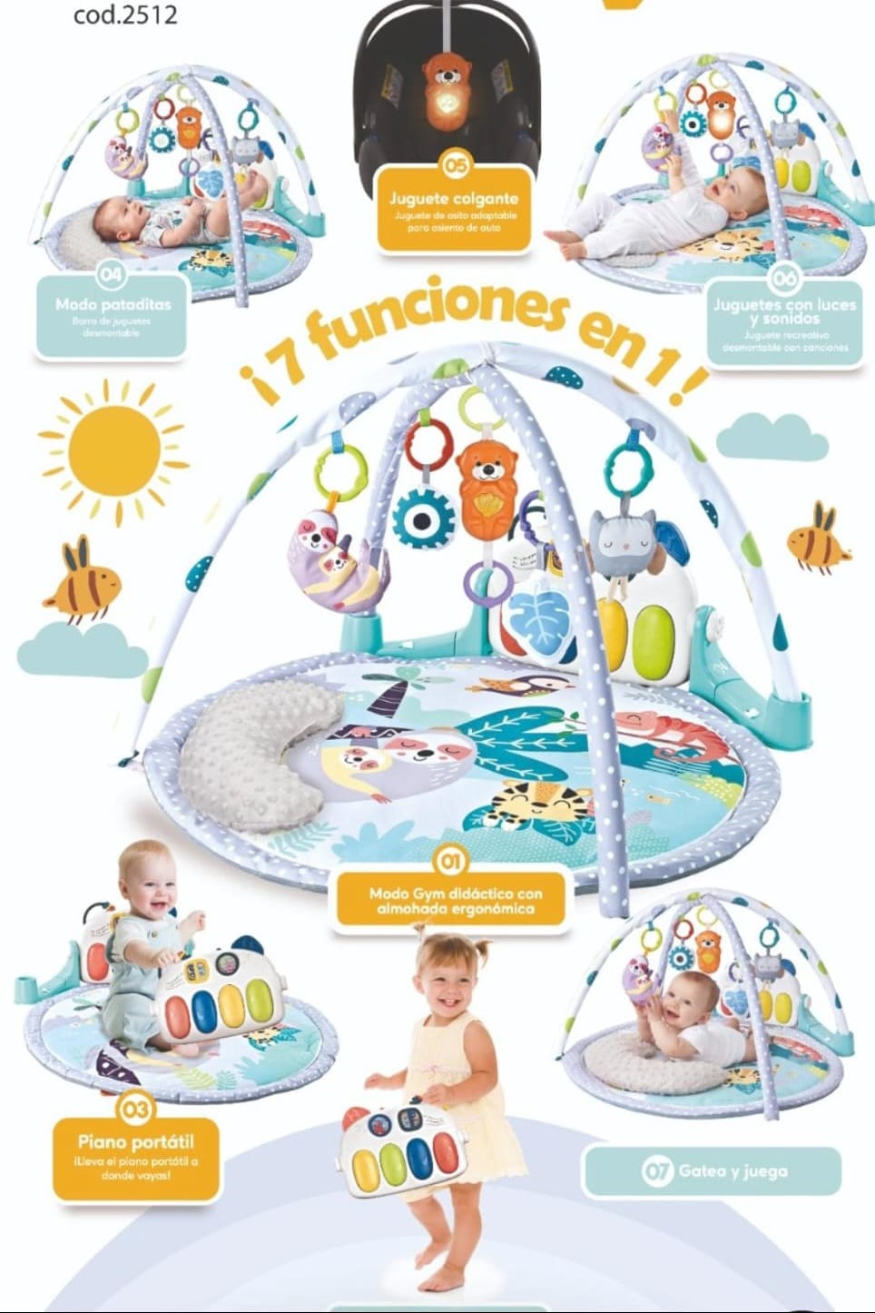 GIMNASIO PARA BEBE PIANO 7 EN 1 MUSICAL BEARZOO - 3