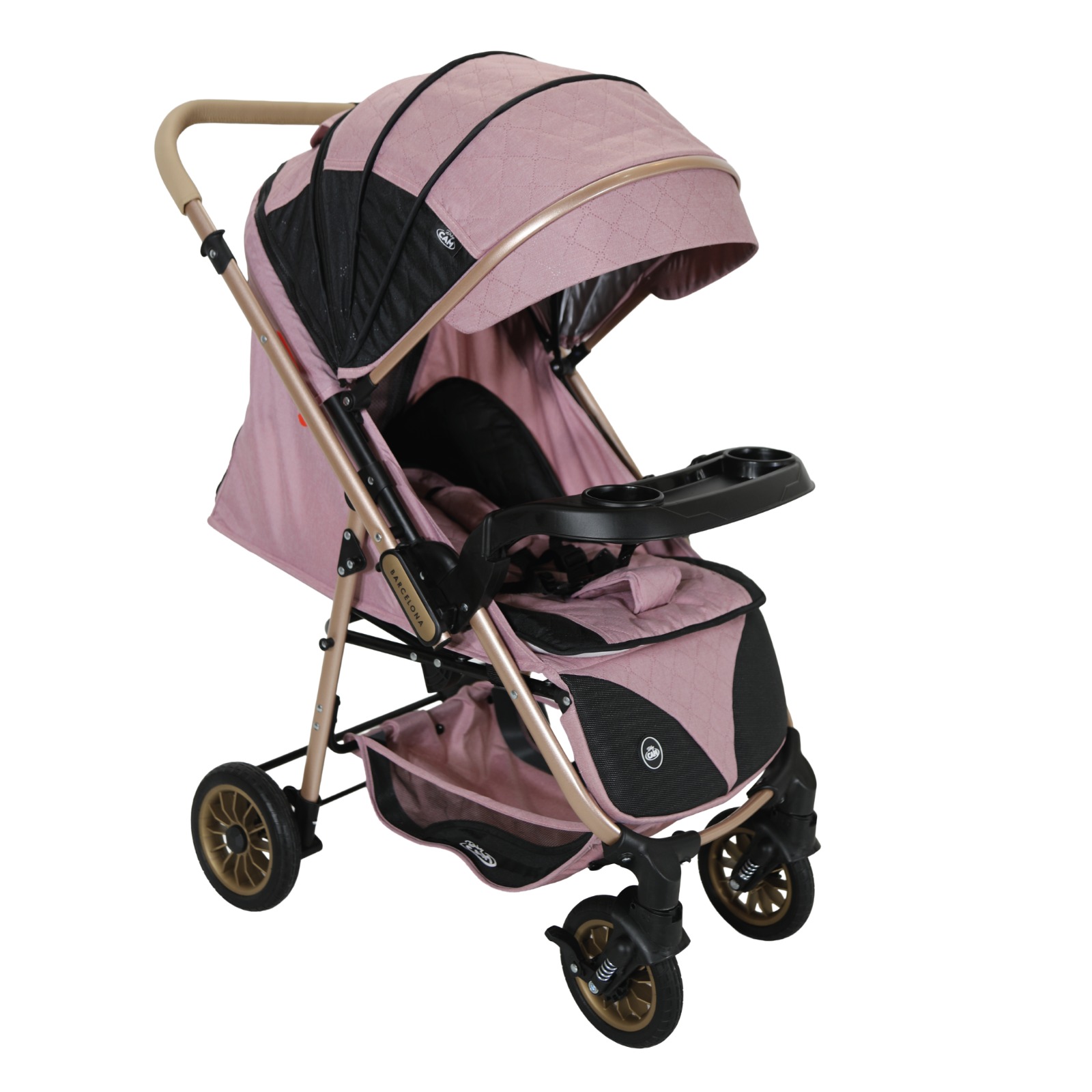 COCHE CUNA BABY HAPPY NEW YON ROSADO AMPLIO COBERTOR GOLDEN BEBE - 3