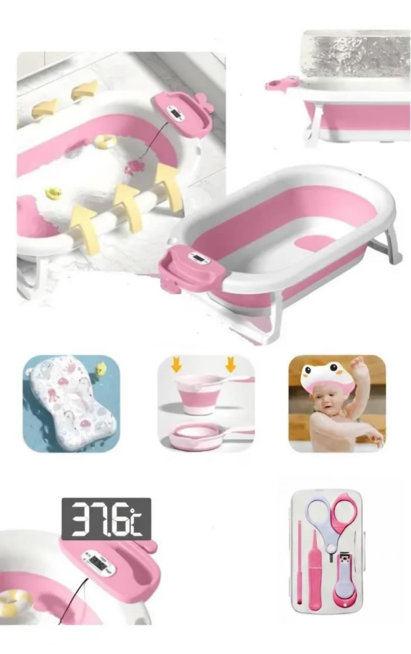BAÑERA PARA BEBE PLEGABLE CON ACCESORIOS PINK - 2