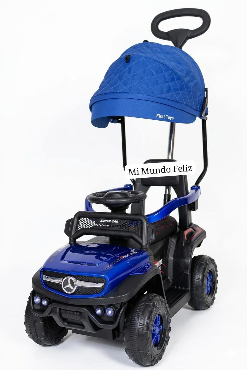 CARRITO PARA NIÑOS A BATERIA CONTROL PUSH ELECTRICO MUSICAL MERCEDES - 2