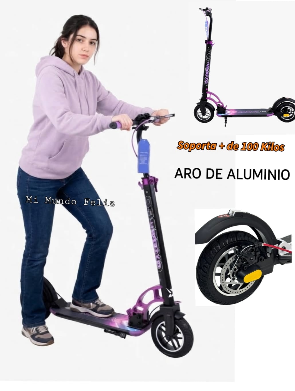 SCOOTER LINEAL ADOLESCENTES JOVENES ARO ALUMINIO - 1