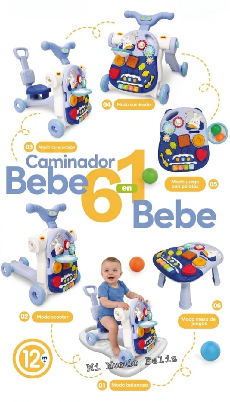 CAMINADOR PARA BEBE MUSICAL 6 EN 1 BLUE - 2