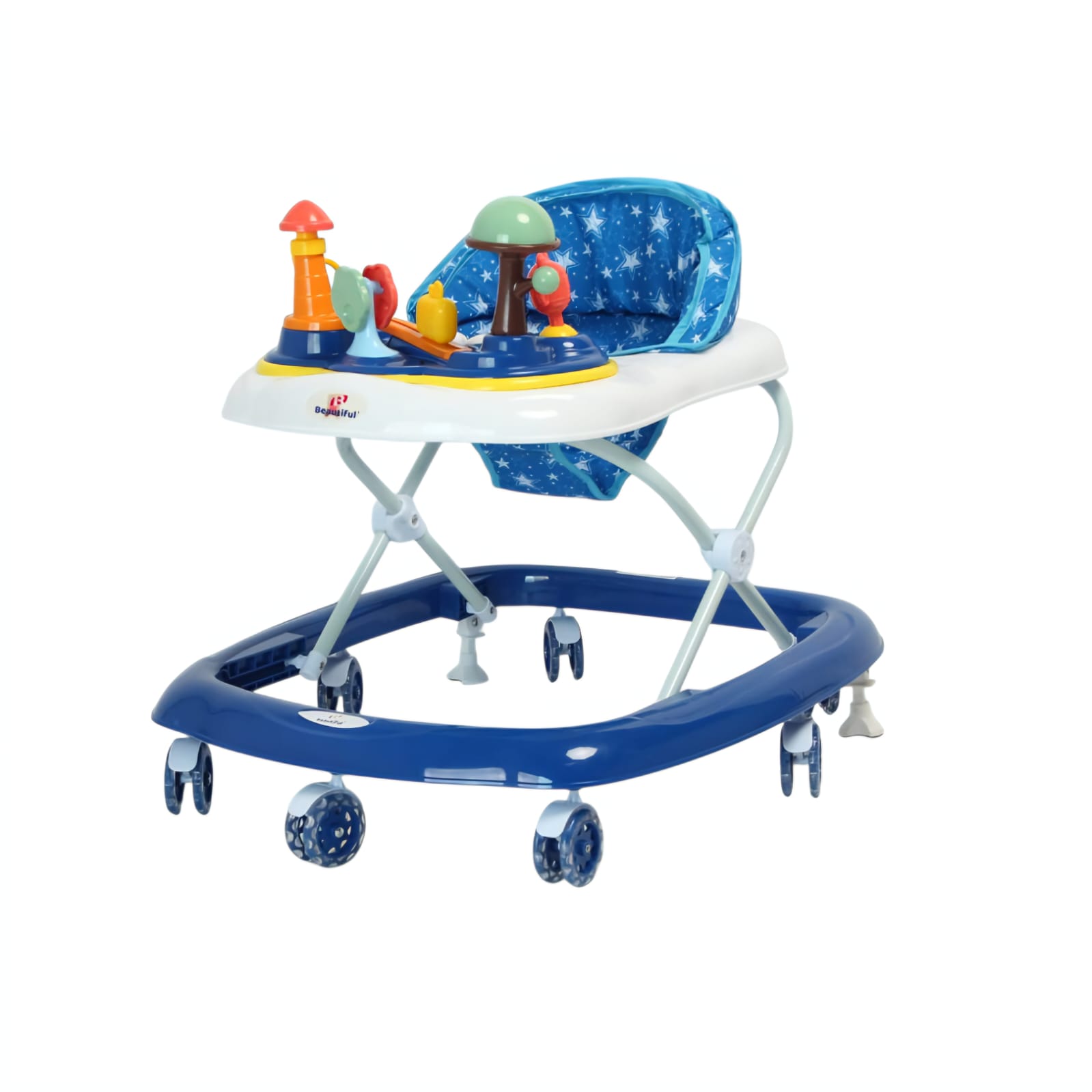 ANDADOR PARA BEBE MECEDOR CON GUIADOR SOMBRILLA BLUE STARS - 2