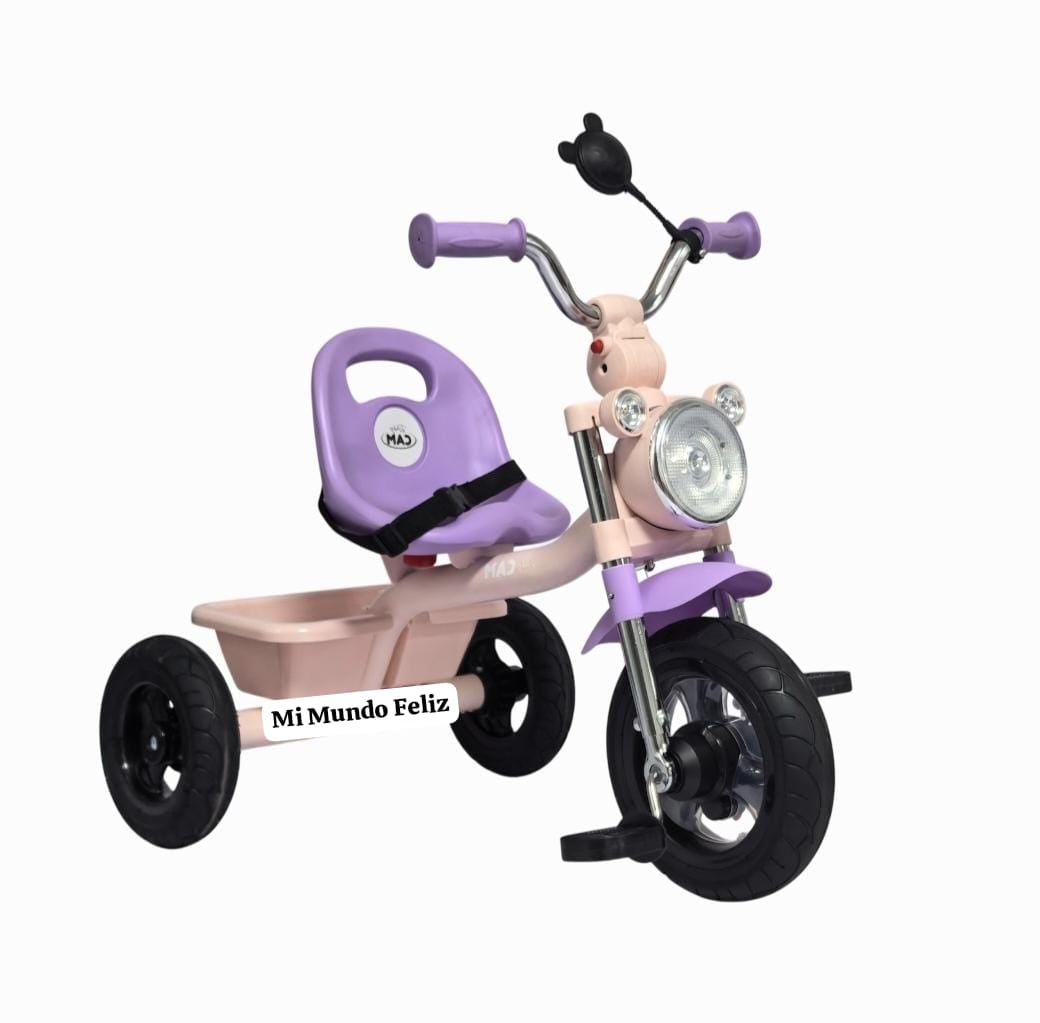 TRICICLO PARA NIÑOS MUSICAL CON LLANTAS DE JEBE ROSA DELUXE - 2