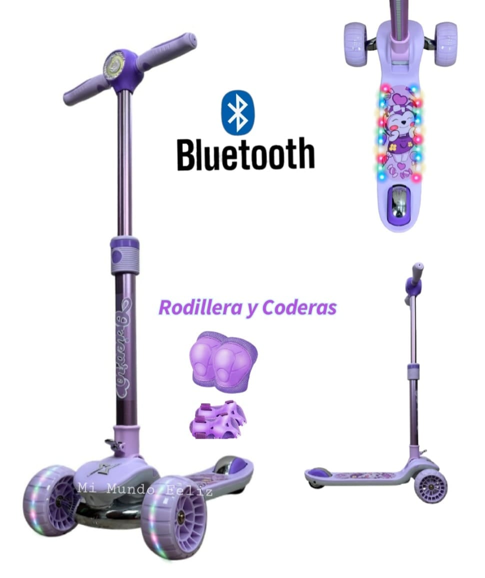 SCOOTER PARA NIÑOS LUCES BLUETOOTH PURPLE PRINCESS - 1