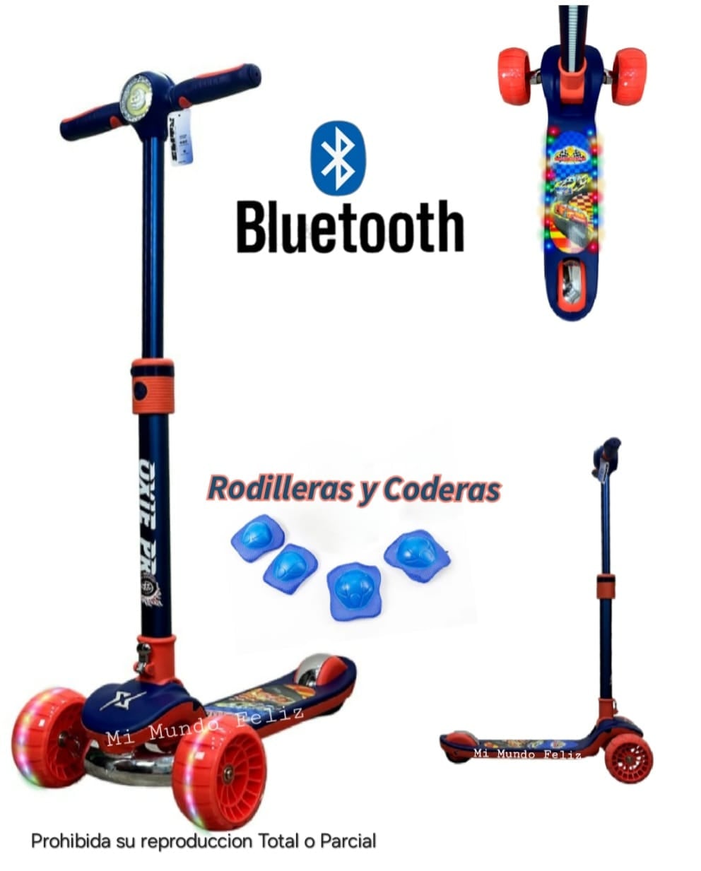 SCOOTER PARA NIÑOS LUCES BLUETOOTH BLUES - 1