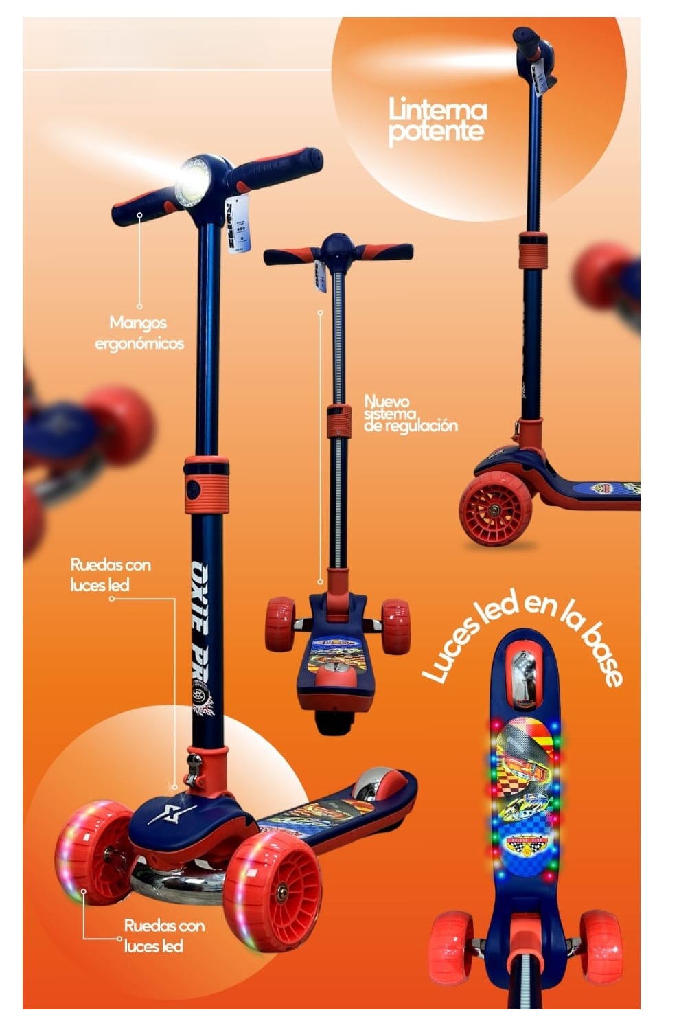 SCOOTER PARA NIÑOS LUCES BLUETOOTH BLUES - 2