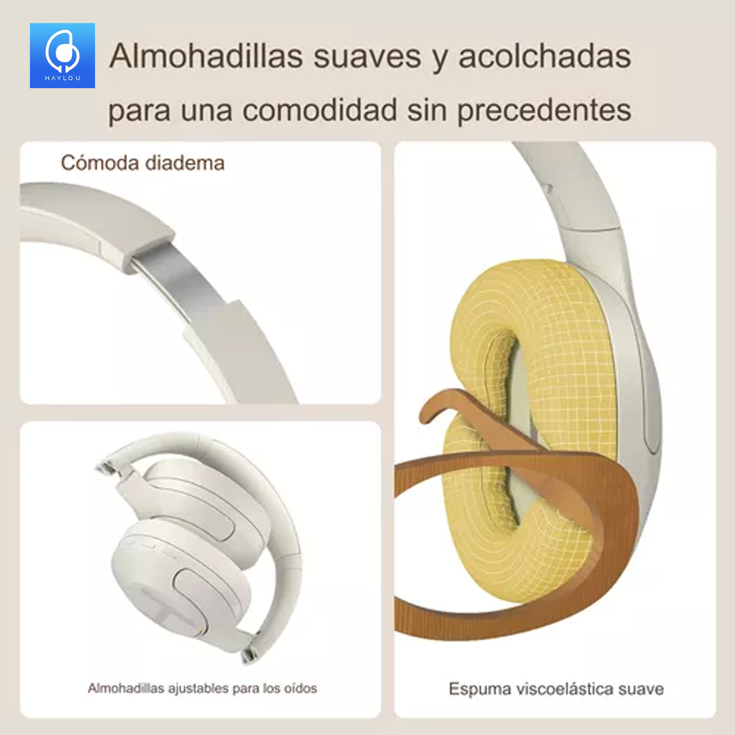AURICULARES HAYLOU ON-EAR S35 BLUETOOTH ANC WHITE - 3