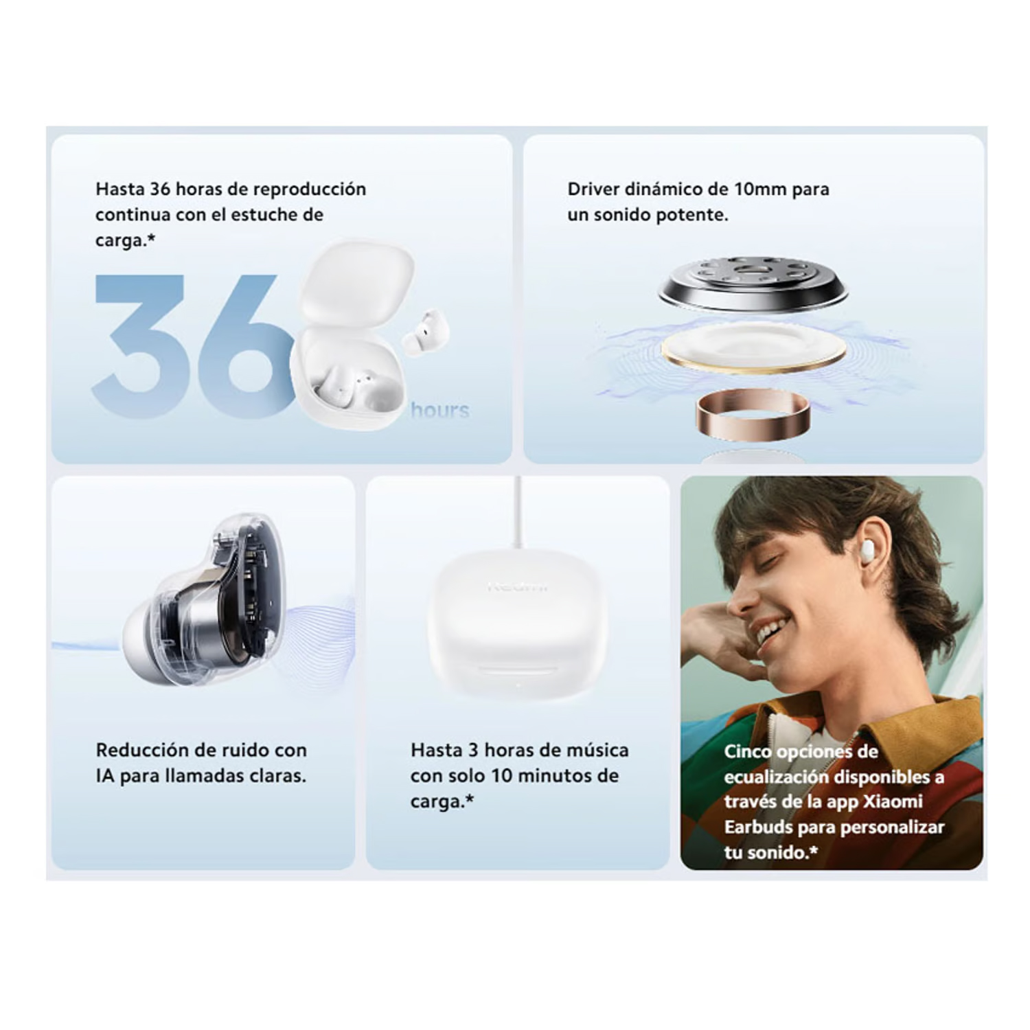 COMBO XIAOMI BUDS 6 PLAY ROSA + BUDS 6 PLAY BLANCO - 3