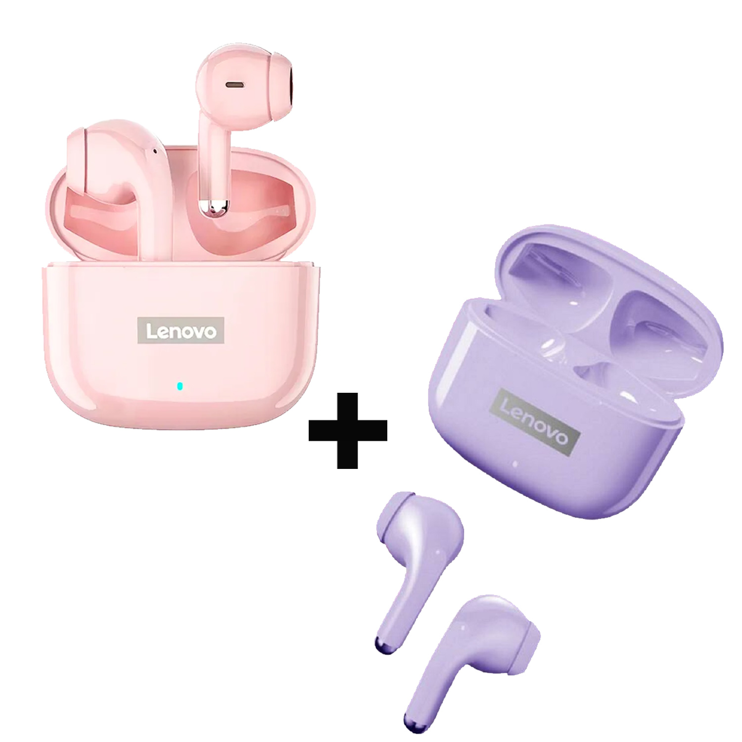 COMBO LENOVO AUDIFONOS LP40 PRO ROSADO+ LP40 PRO PURPURA - 1