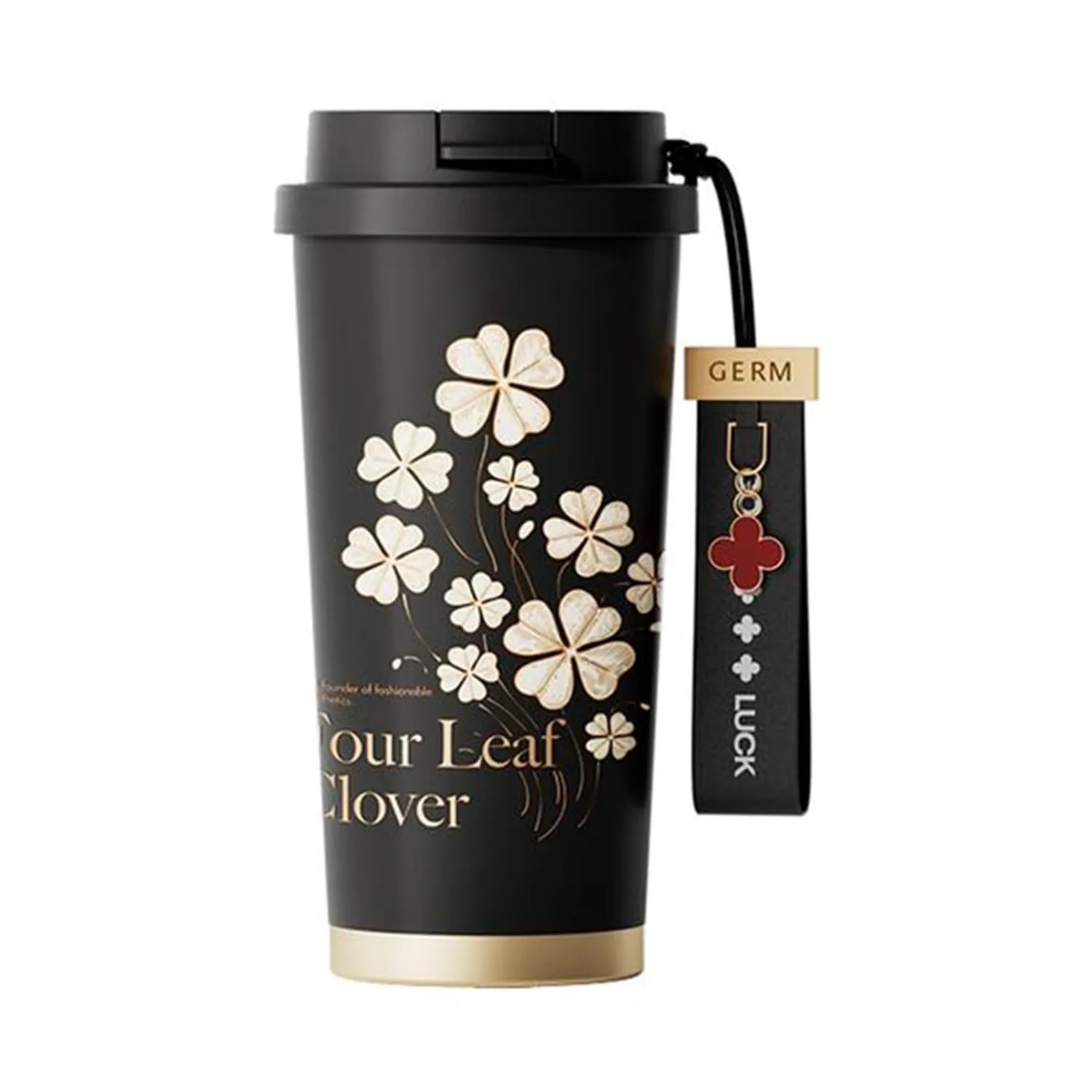 VASO TÉRMICO GERM CLOVER 500 ML NEGRO DISEÑO ELEGANTE - 1