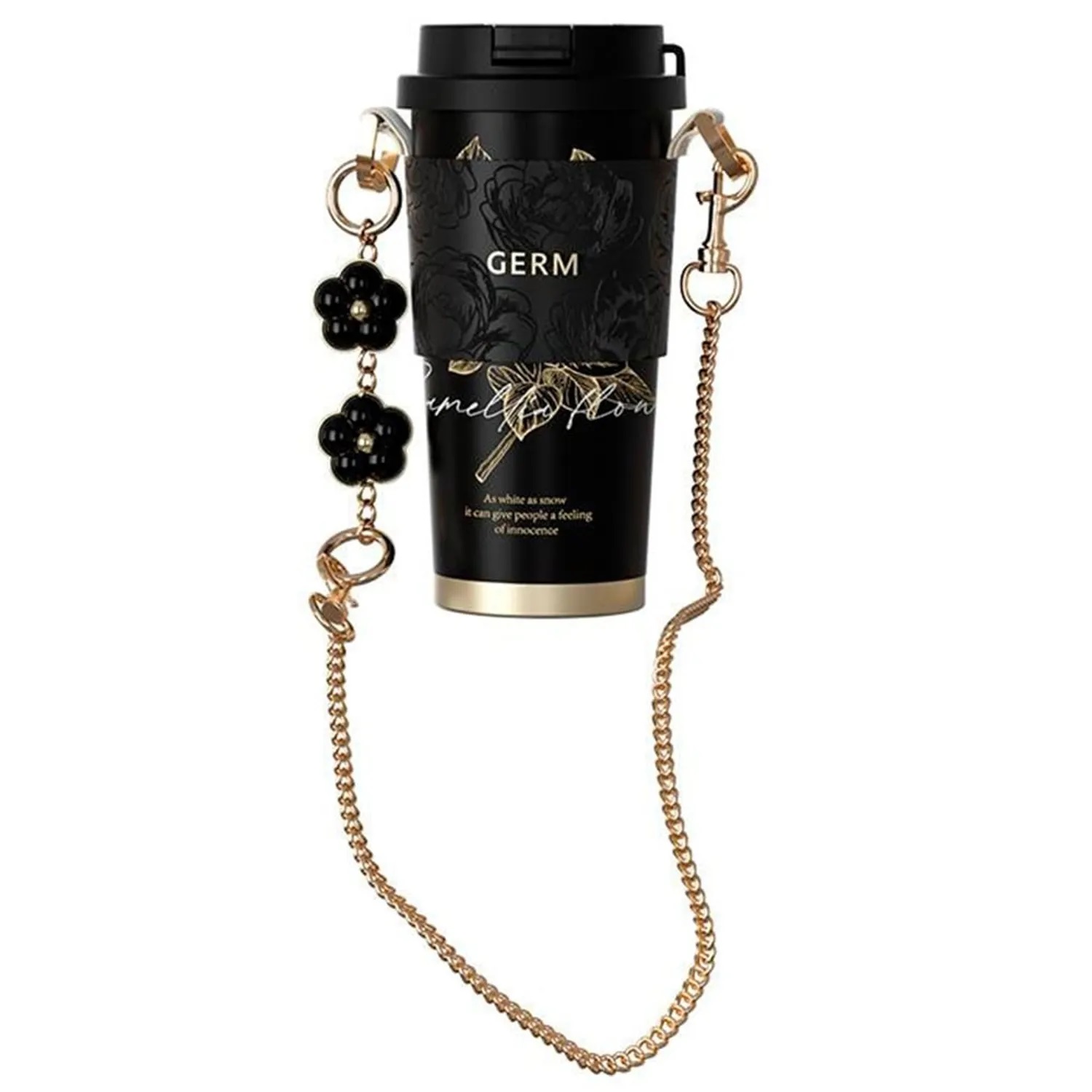 VASO TÉRMICO GERM CAMELLIA 500 ML NEGRO‑DORADO ACERO PREMIUM - 1