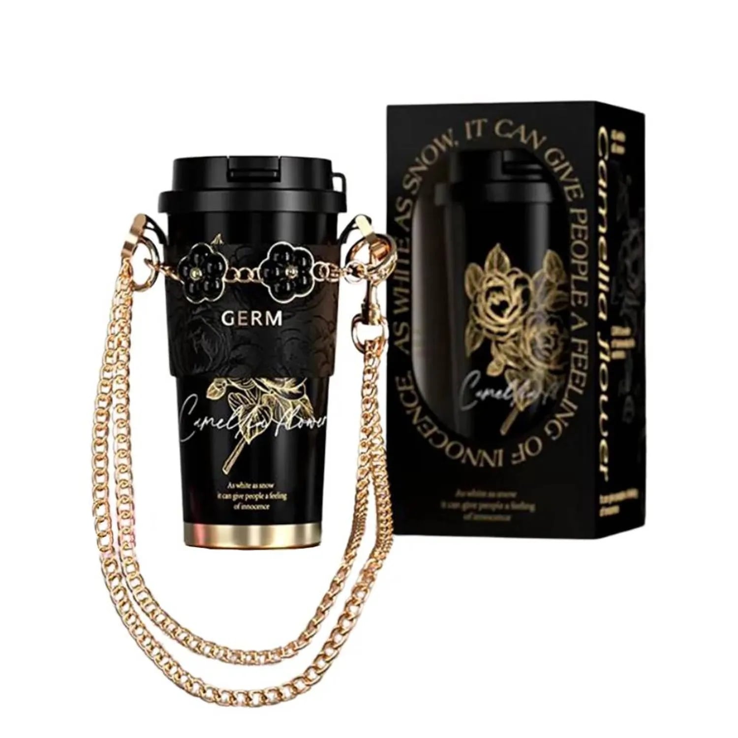 VASO TÉRMICO GERM CAMELLIA 500 ML NEGRO‑DORADO ACERO PREMIUM - 2