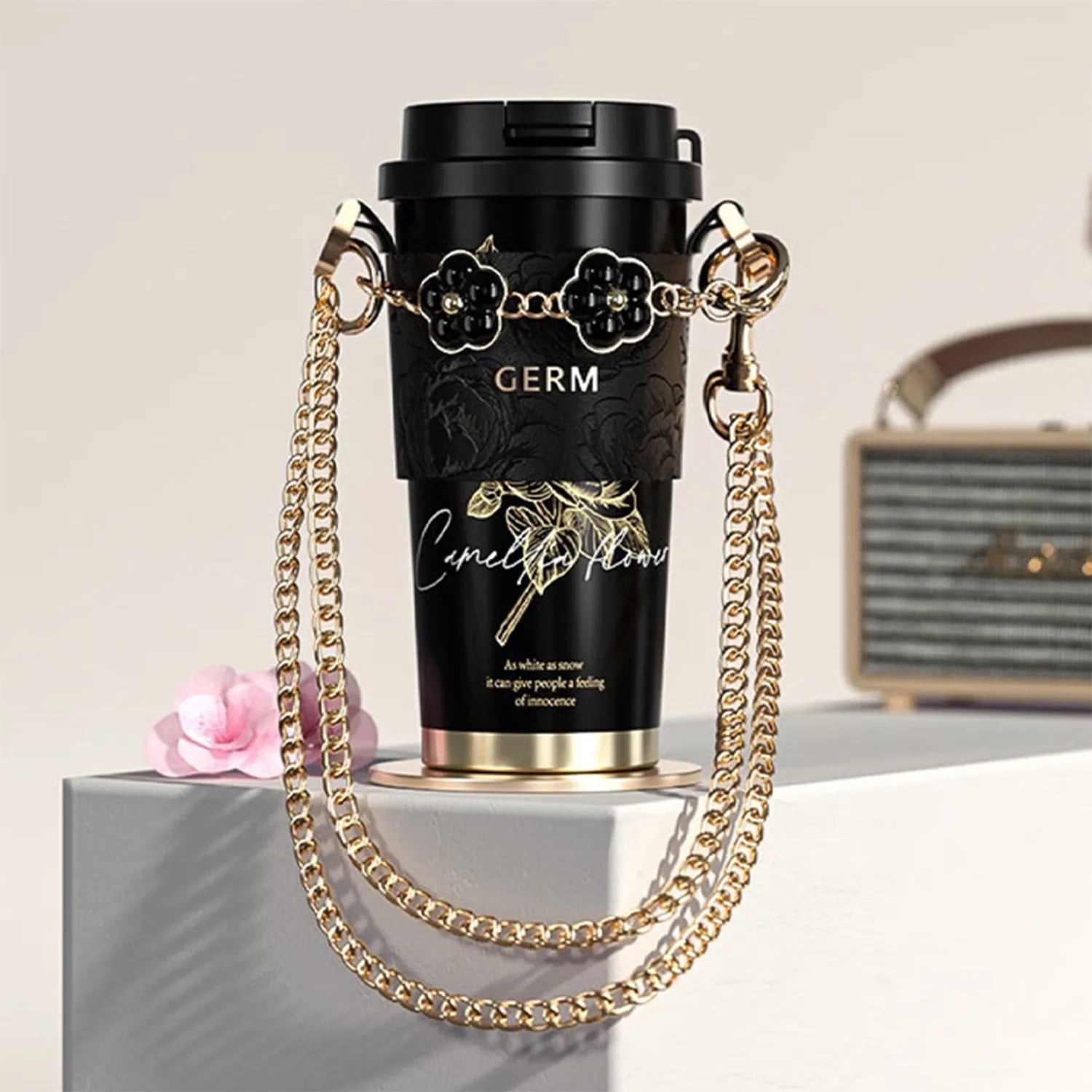 VASO TÉRMICO GERM CAMELLIA 500 ML NEGRO‑DORADO ACERO PREMIUM - 3
