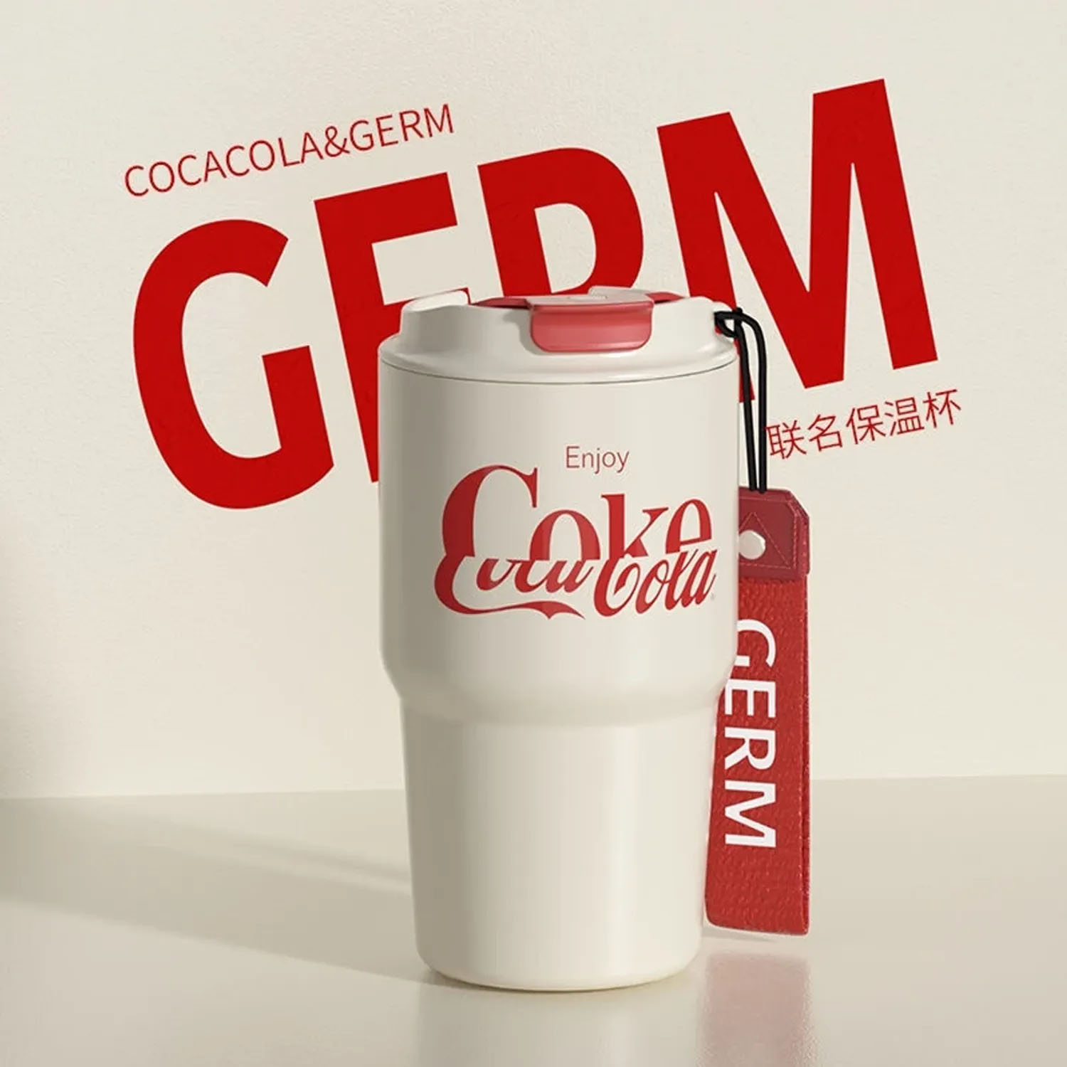 VASO TÉRMICO GERM COCA‑COLA ENJOY BEIGE-ROJO 590 ML - 3