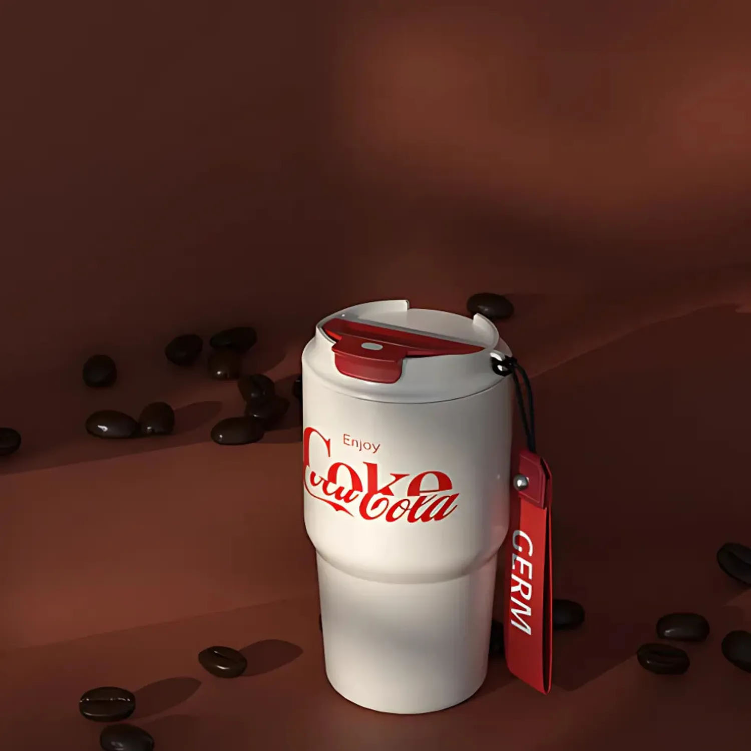VASO TÉRMICO GERM COCA‑COLA ENJOY BEIGE-ROJO 590 ML - 5