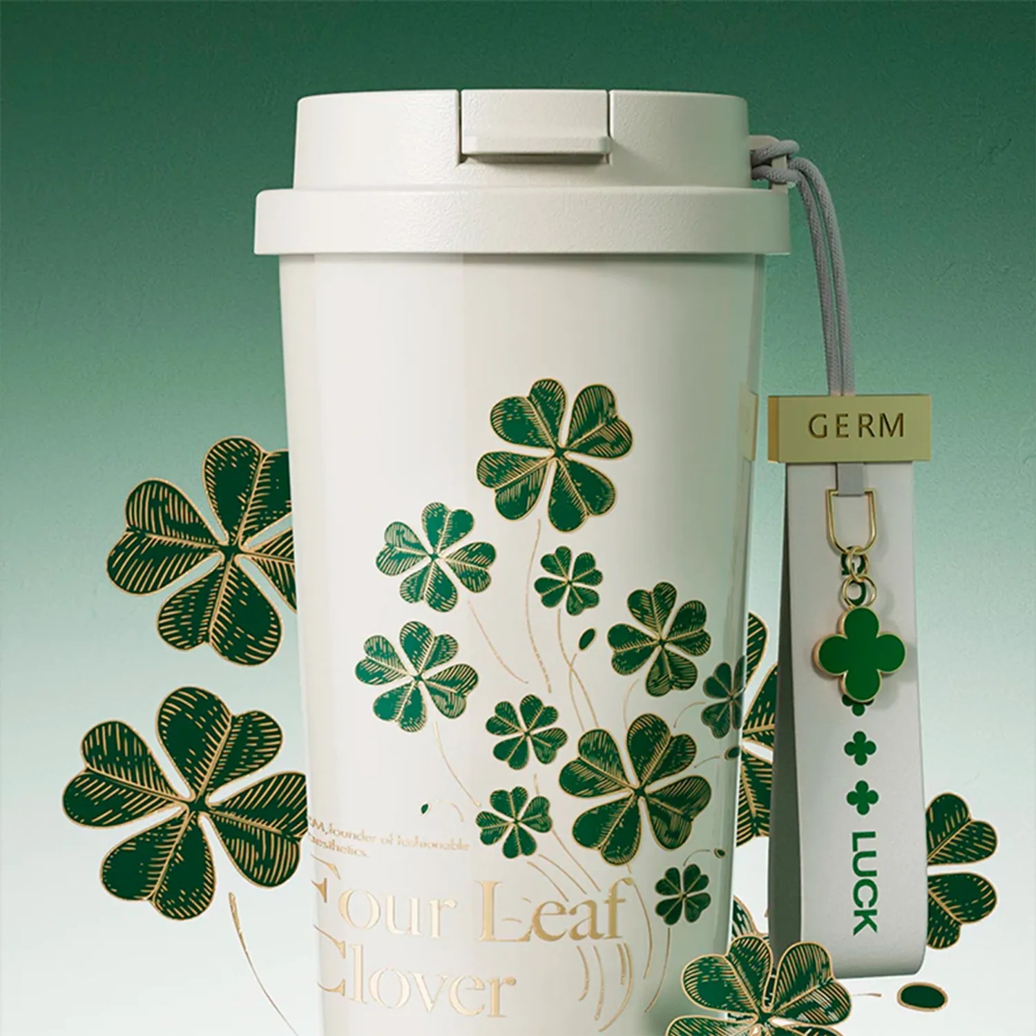 VASO TÉRMICO GERM CLOVER 500 ML VERDE DISEÑO ALEGRE - 2