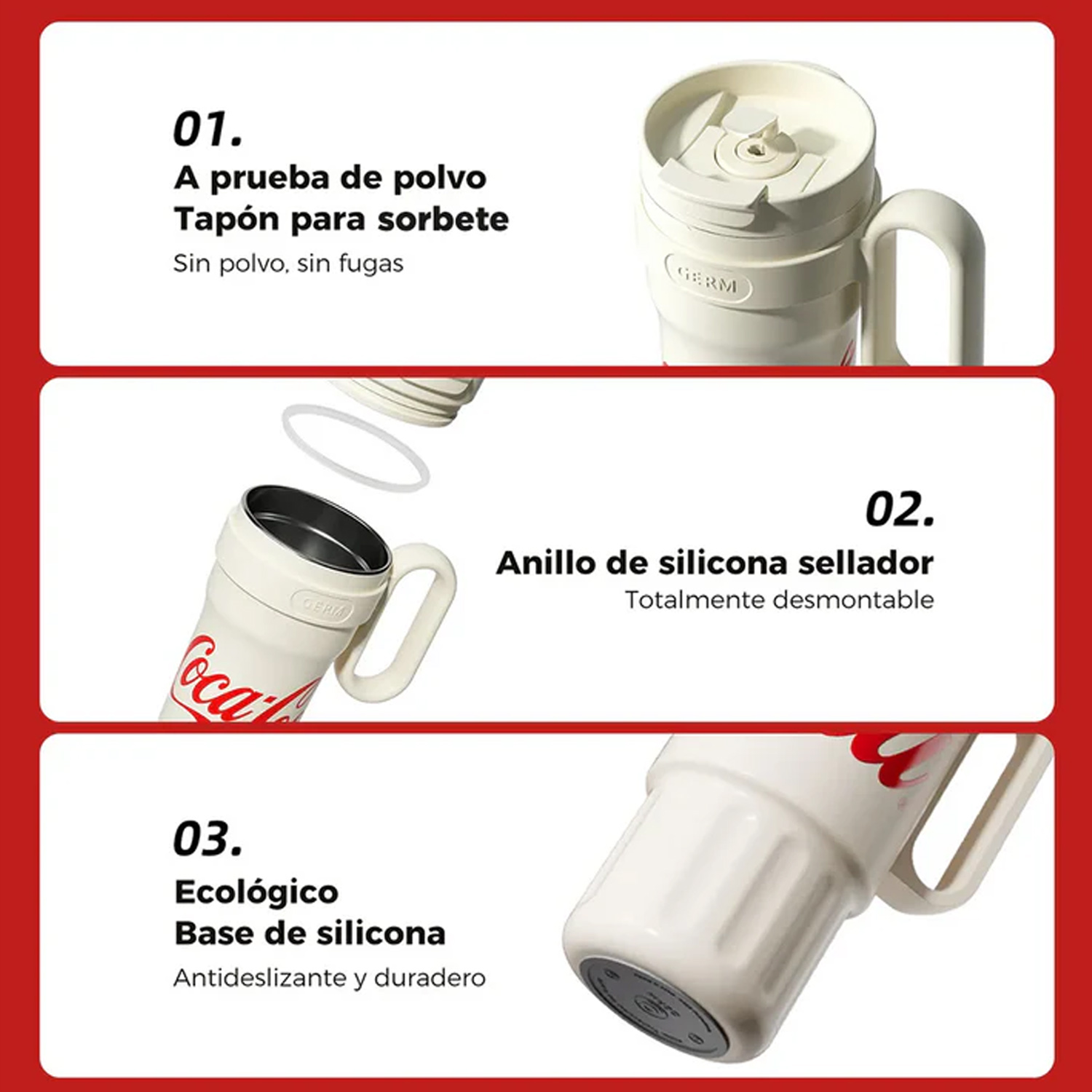 VASO TÉRMICO GERM COCA‑COLA BLANCO MORGAN 1200 ML EDICIÓN XL - 3